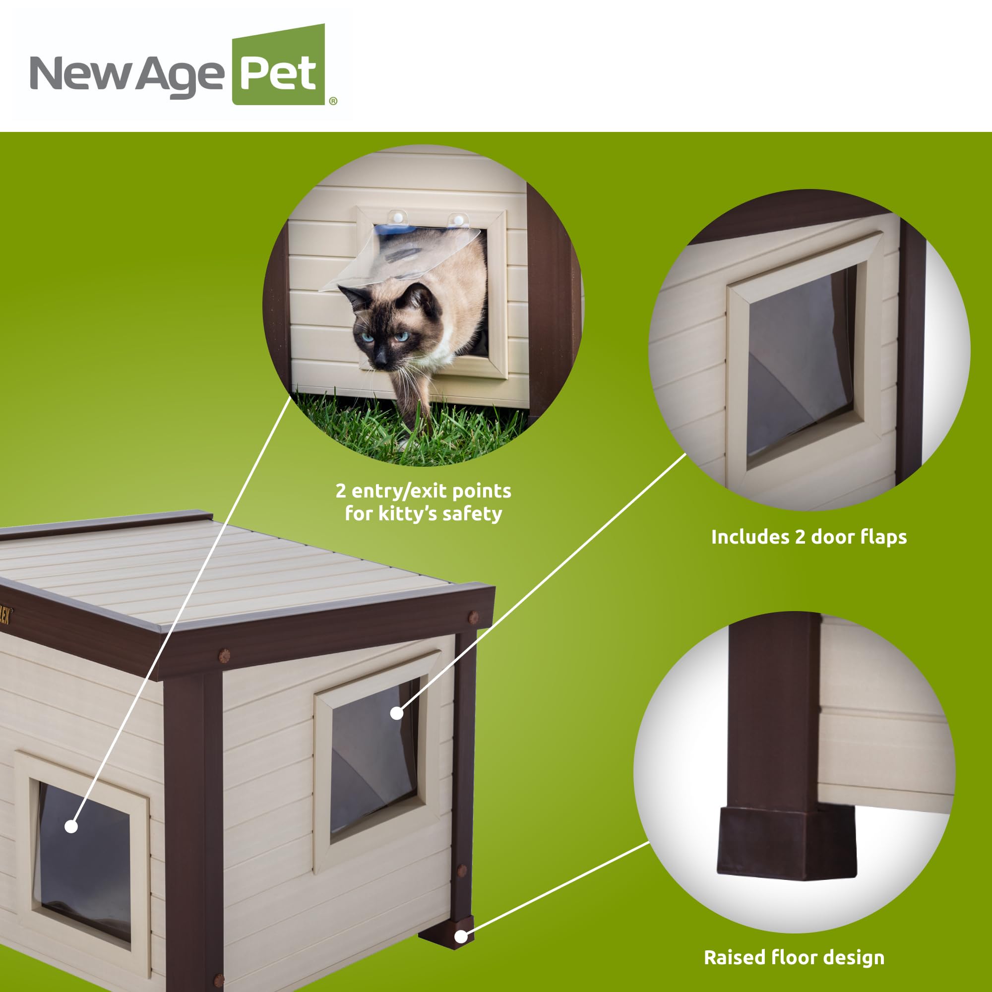 Espace intérieur ventilé et accessible pour les chats.
