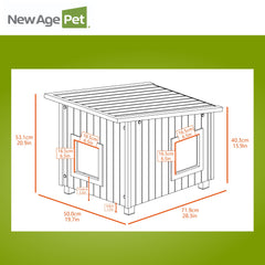 New Age Pet ECOFLEX sol élevé chat: ventilation améliorée et chaleur stable.