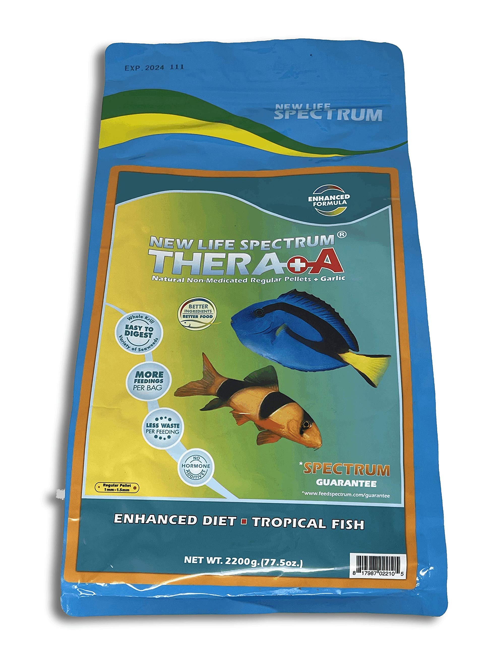 New Life Spectrum Thera+A granules réguliers, sac de 2200 g, alimentation pour poissons d’eau douce et salée.