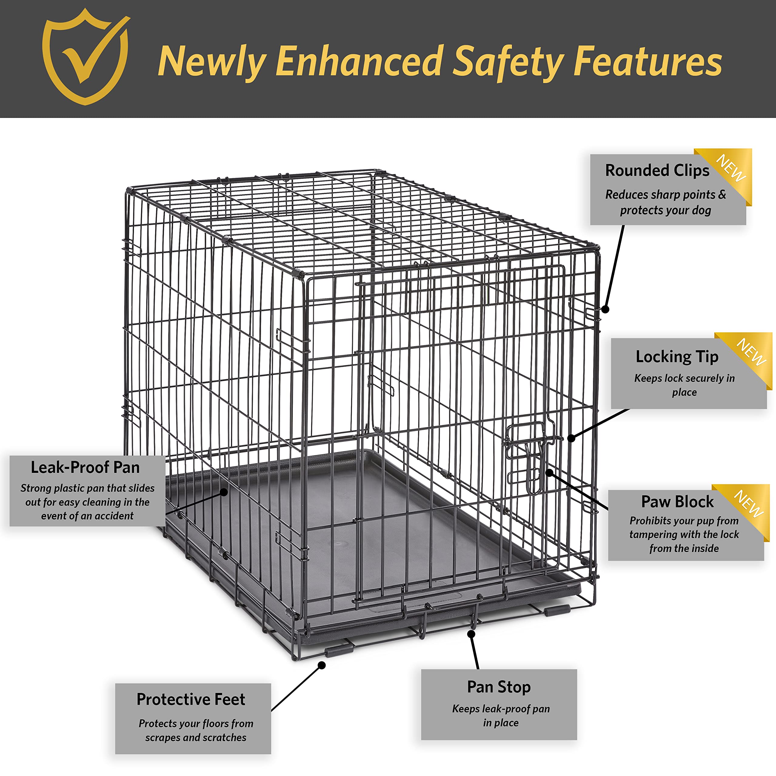 New World cage chien pieds en caoutchouc protègent les sols.