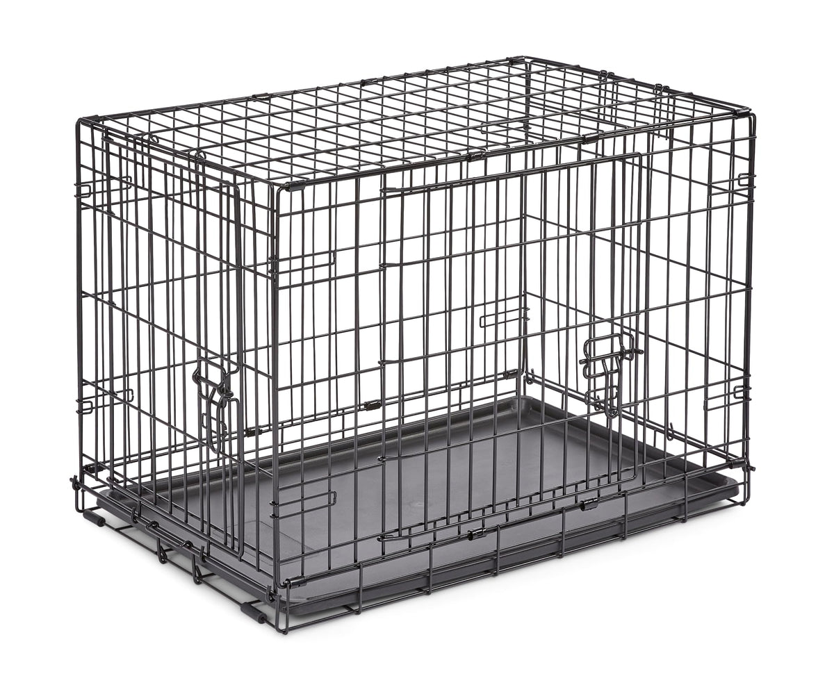New World Cage-chien à porte double, 30 pouces, idéale pour le foyer et les voyages.