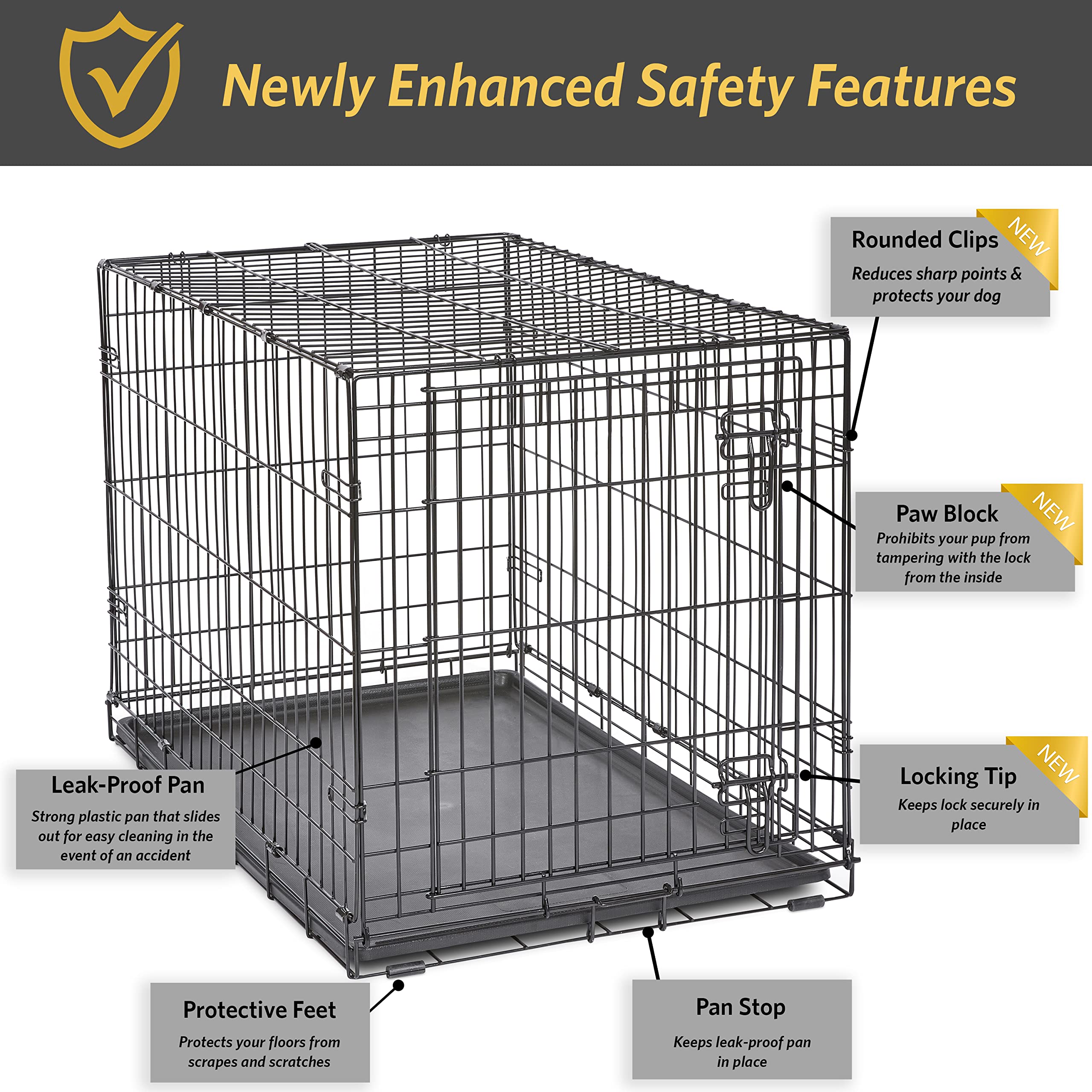 New World crate chien 36po pieds-caoutchouc protegeant les sols