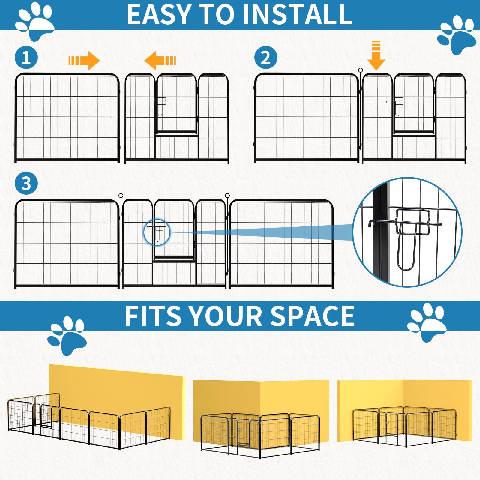 NEWBULIG parc chien 24 pouces – hauteur adaptée pour chiens de taille moyenne