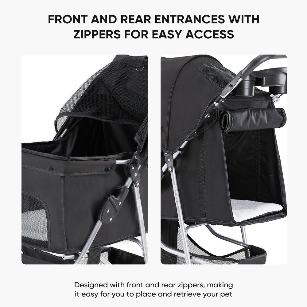 Poussette NEWBULIG mailles respirantes et toit rétractable pour ventilation et ombre.