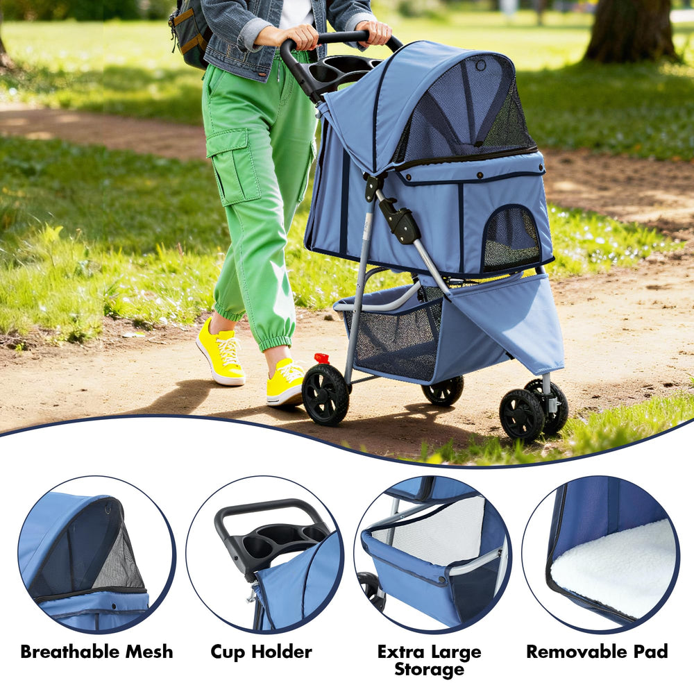 NEWBULIG Poussette Animaux Panier Rangement: rangement spacieux pour accessoires.