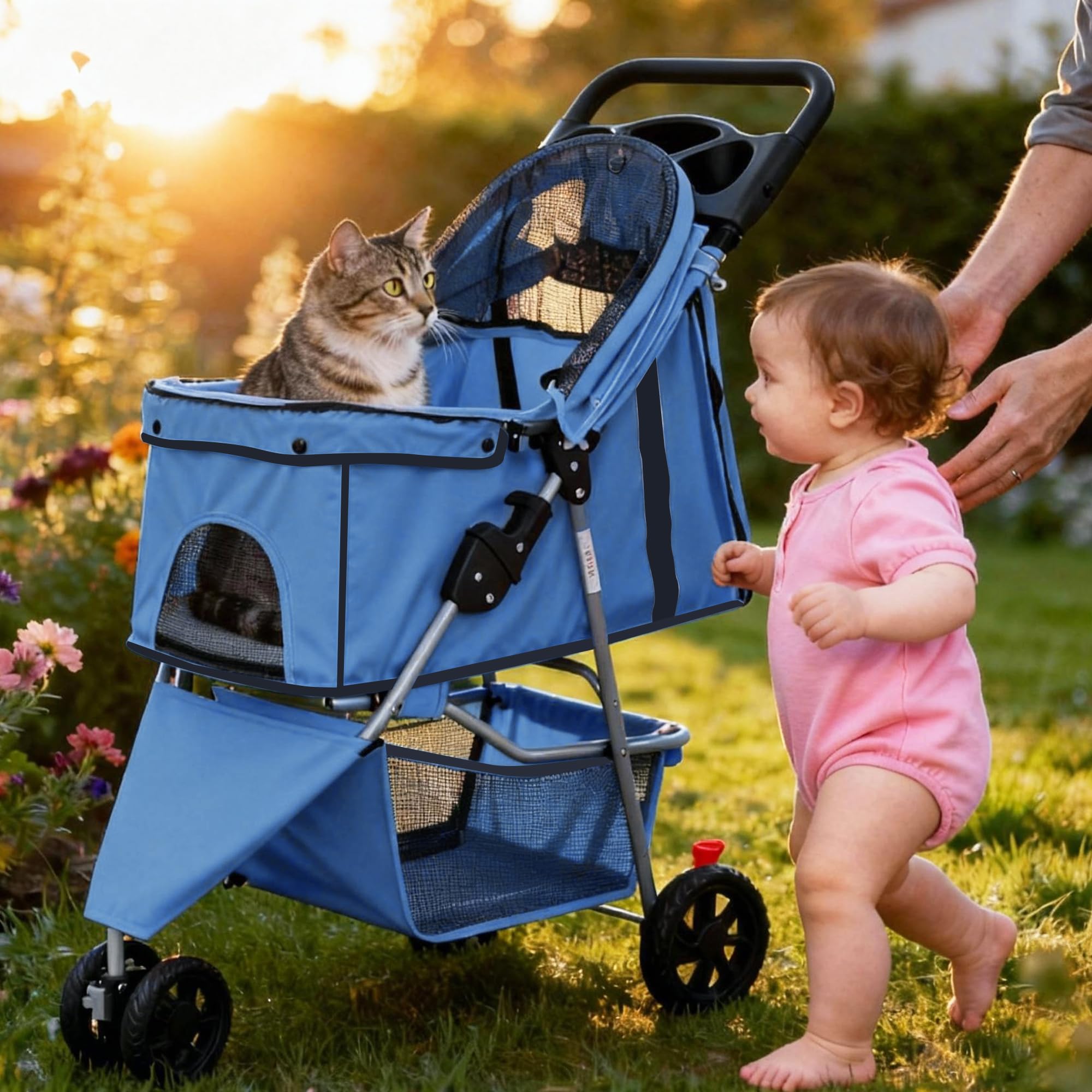NEWBULIG Poussette Animaux Usage Ville Parc: parfaite pour promenades urbaines et sorties.