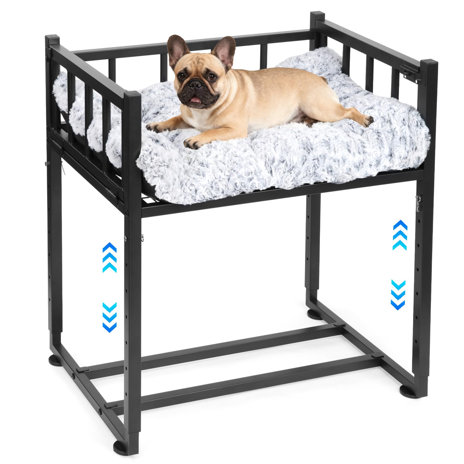 NewEle lit-chien cadre métal trois-côtes pour sécurité.