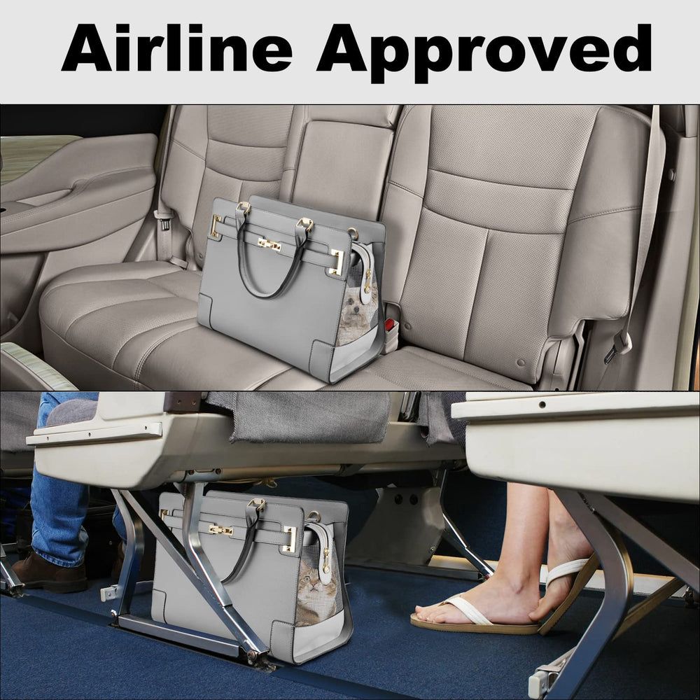 Les dimensions cabine du sac-chien NewEle permettent de passer sous le siège en avion.