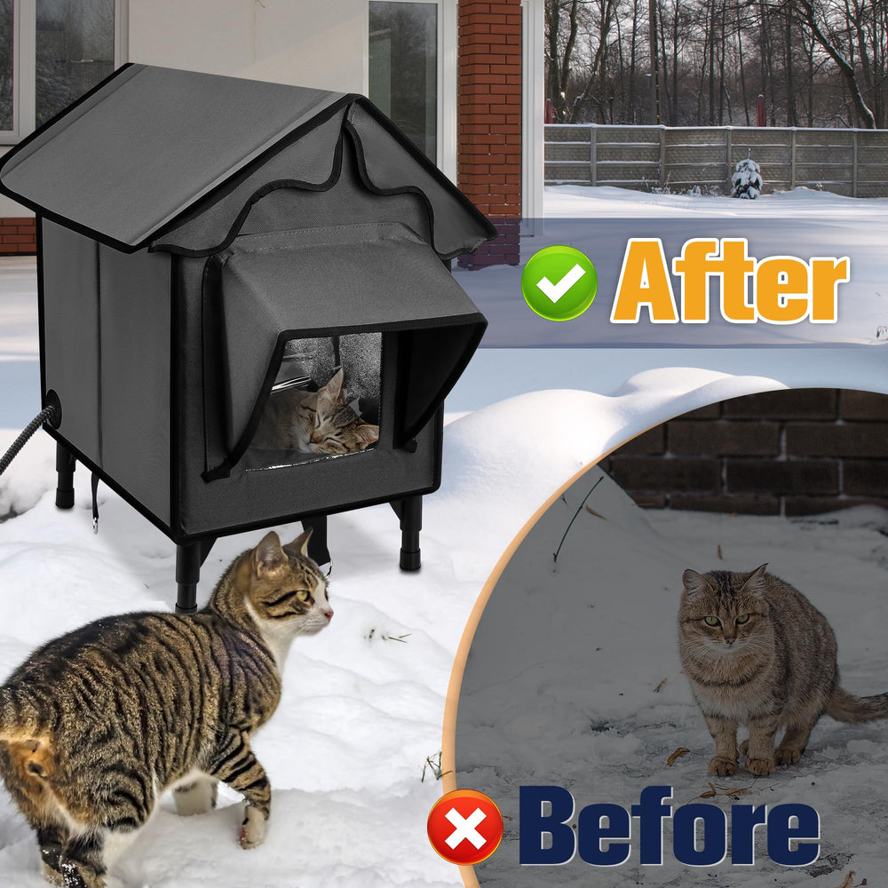 Newget base-elevee-maison-chat: stabilité renforcée pour conditions extérieures.