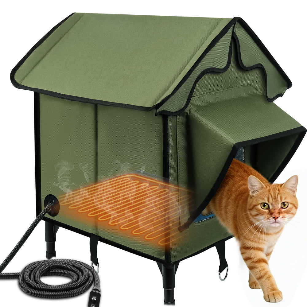 Newget maison-chat-chauffee exterieur avec toit incline protégeant du froid