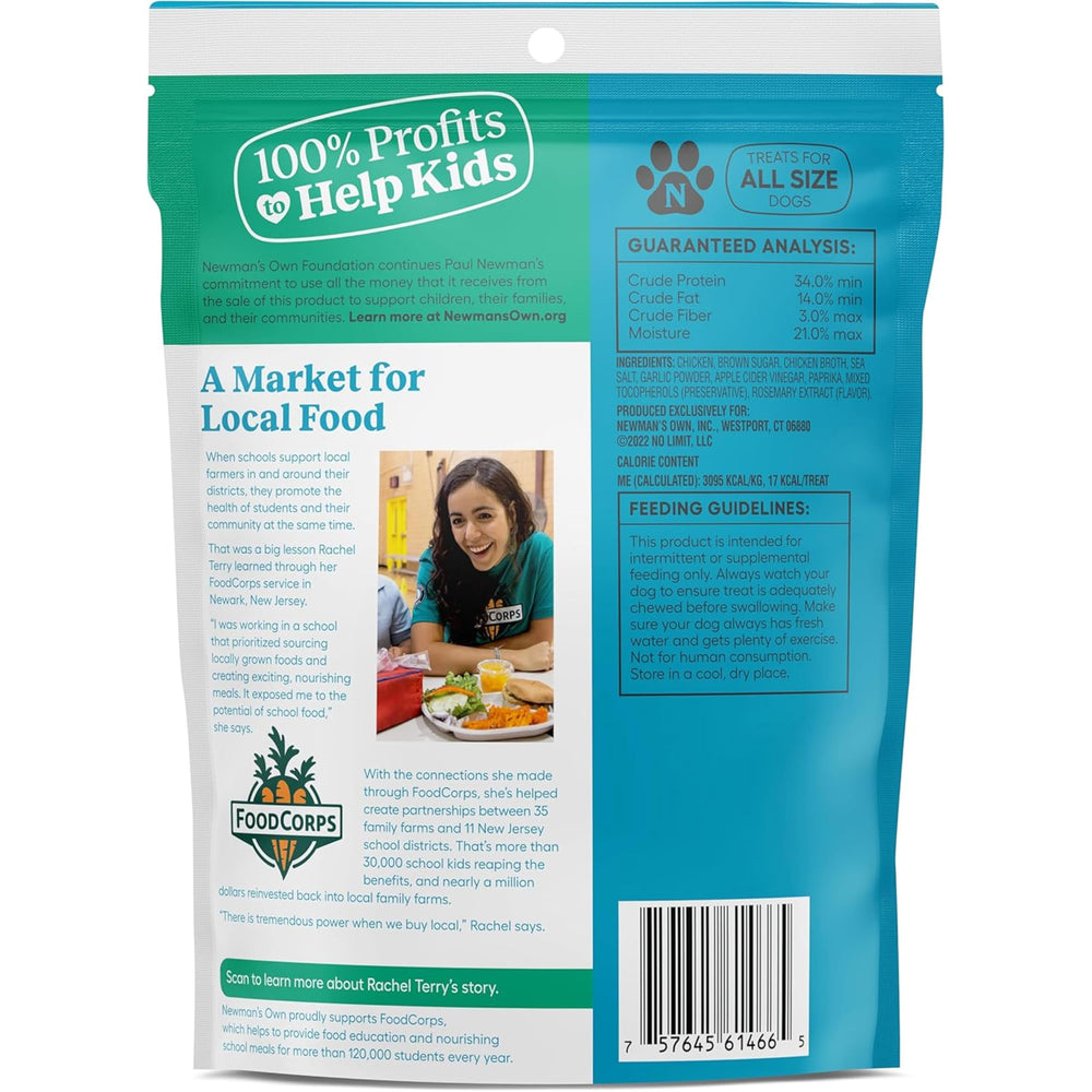 Newman's Own Chicken Jerky: emballage 5 oz, pratique et fraîcheur préservée.