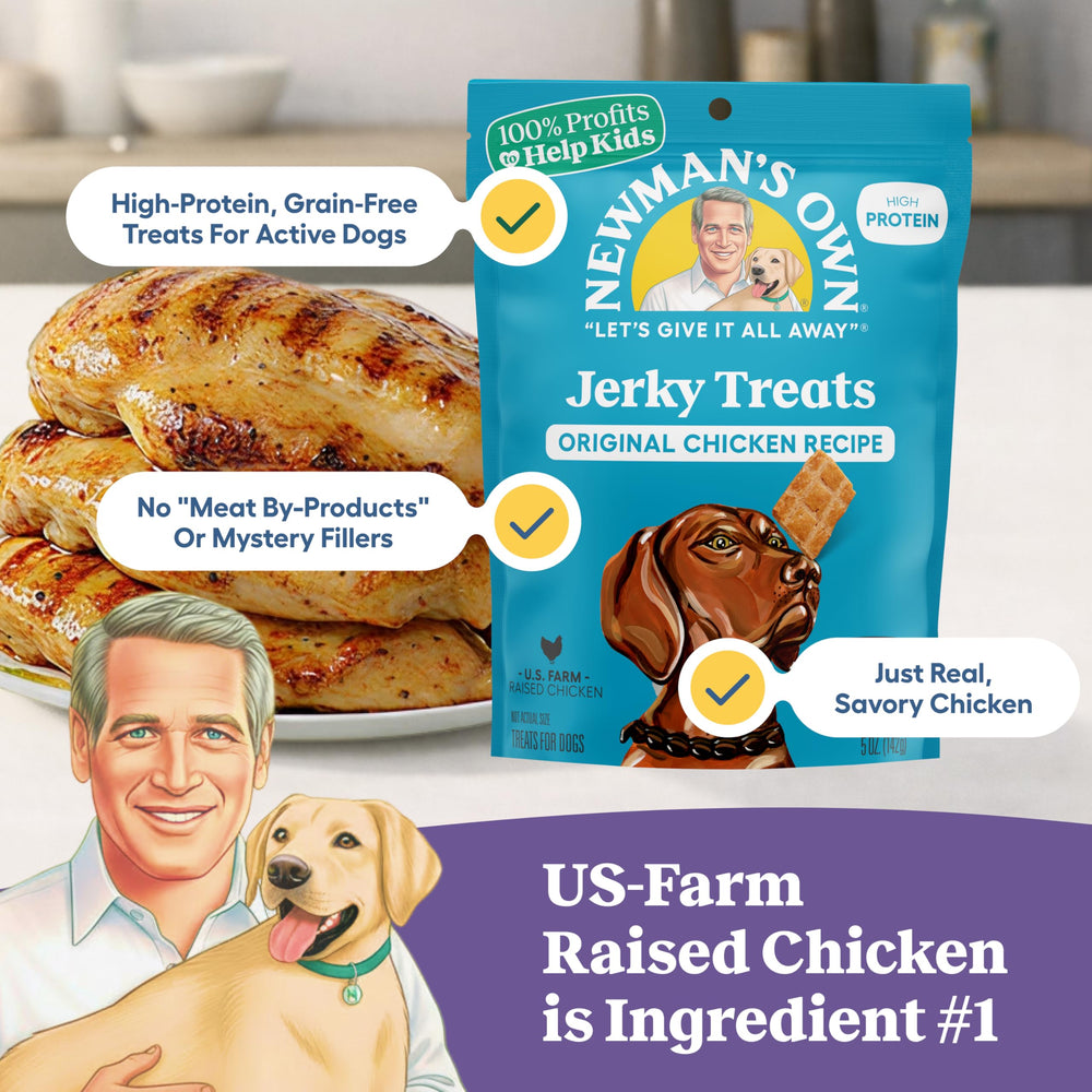 Newman's Own Chicken Jerky: morceaux tendres, récompense idéale pour l'entraînement.