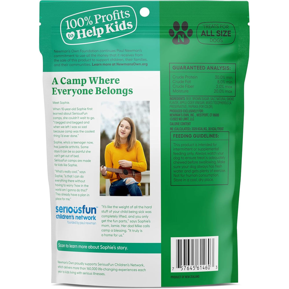 Profits reversés pour aider des enfants, Jerky de Newman's Own pour chien.