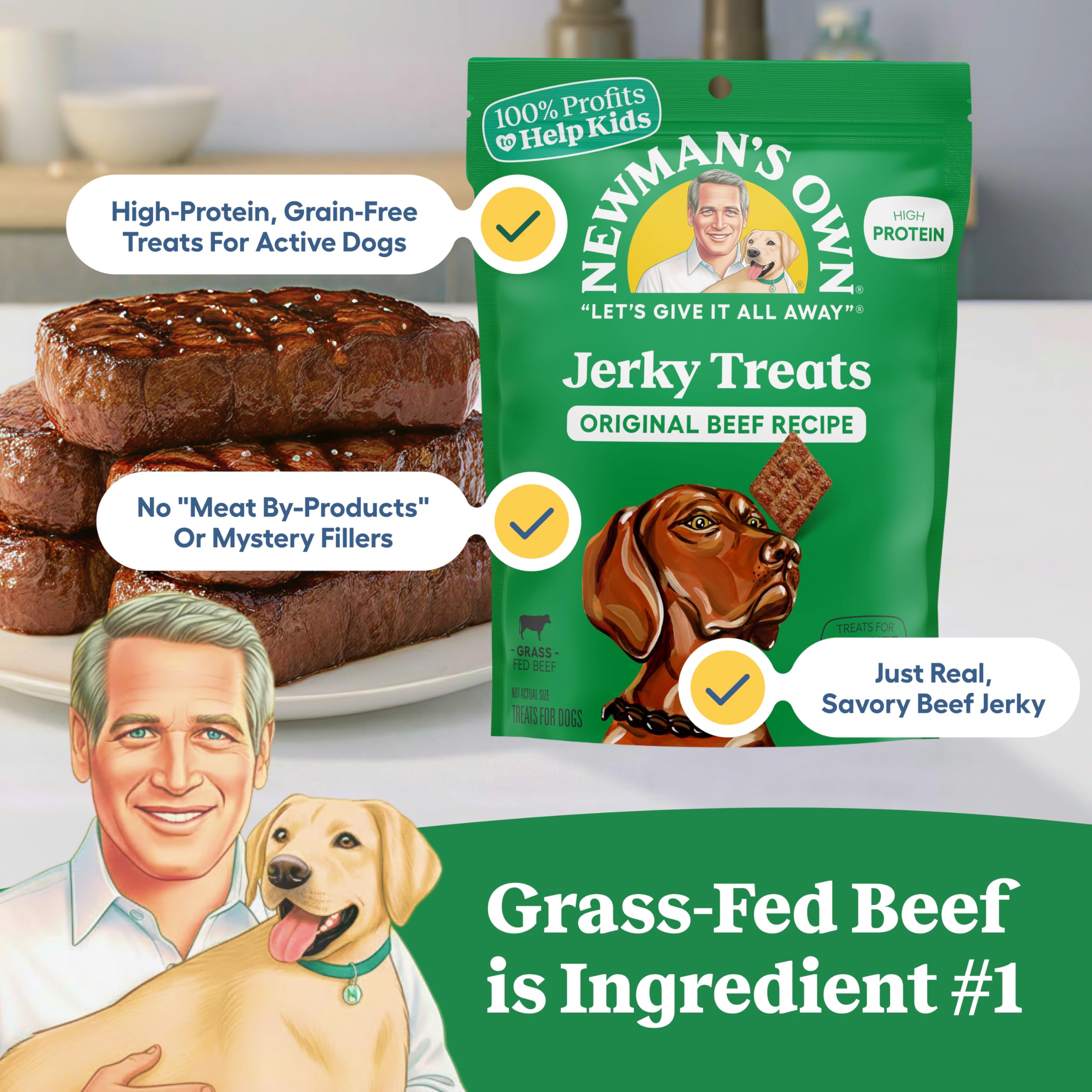 Newman's Own morceaux jerky boeuf en portions, idéal pour l'entraînement