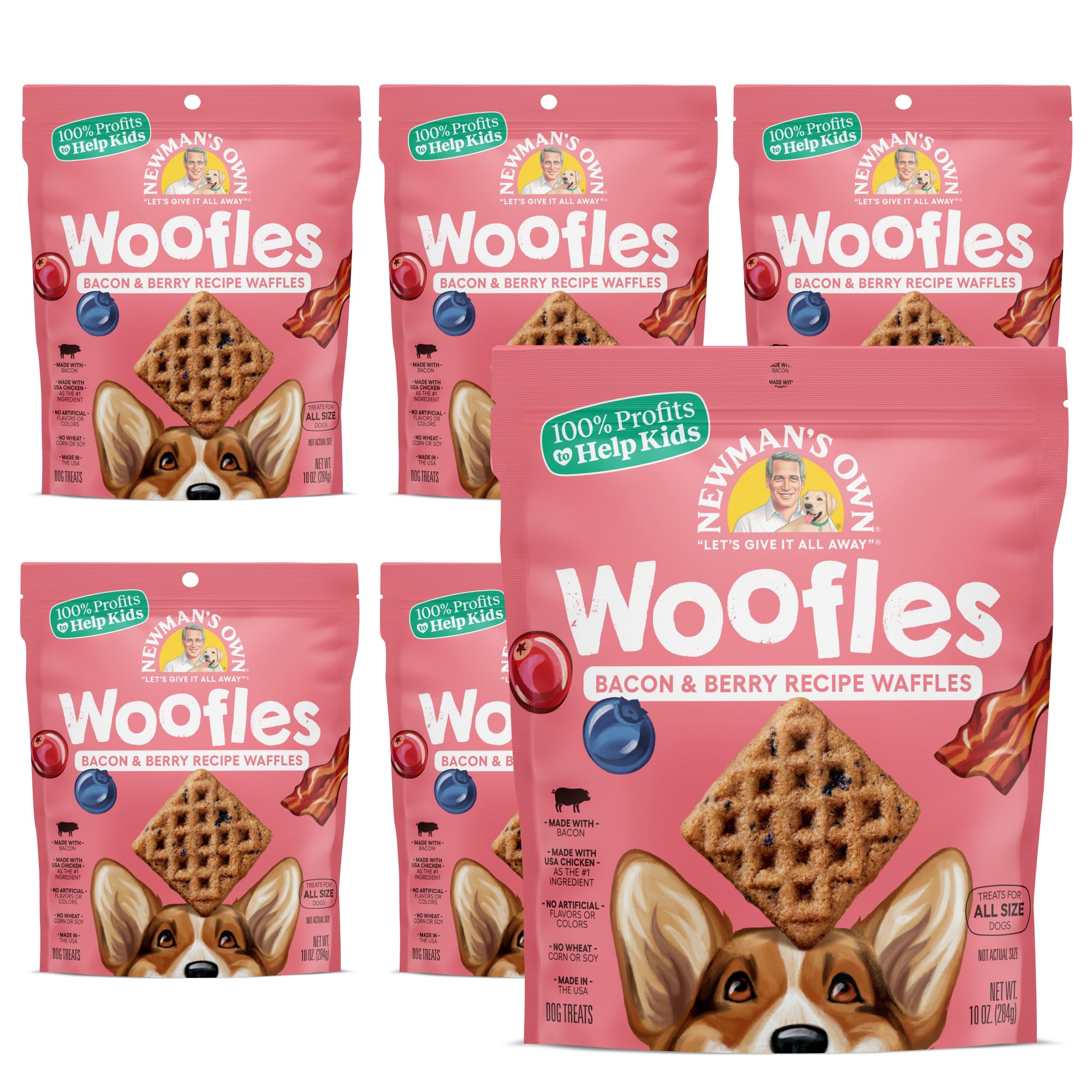 Newman's Own Woofles emballage pratique avec six sachets pour chien en récompense