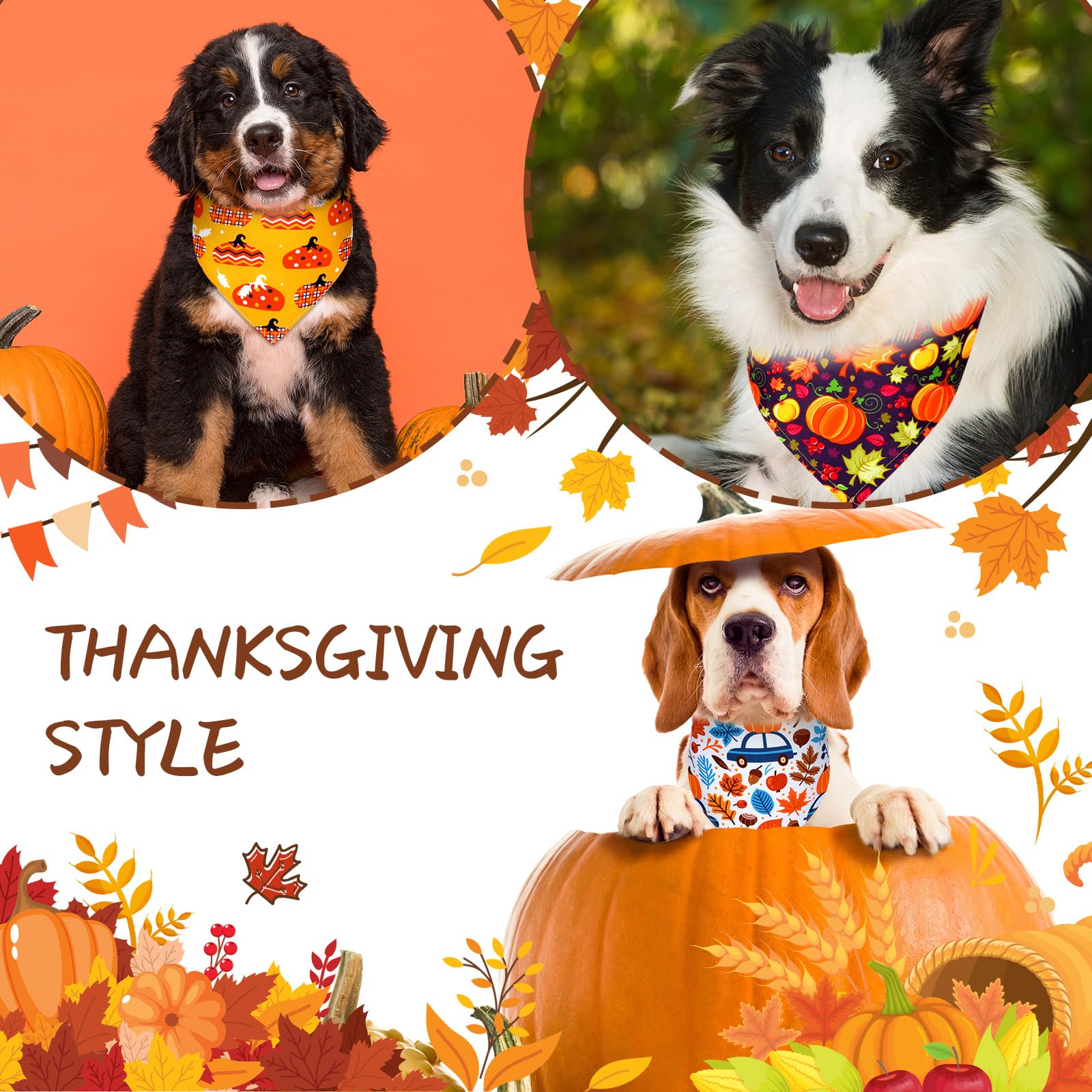Bandana Newwiee feuilles d'erable pour chien, style automne élégant.