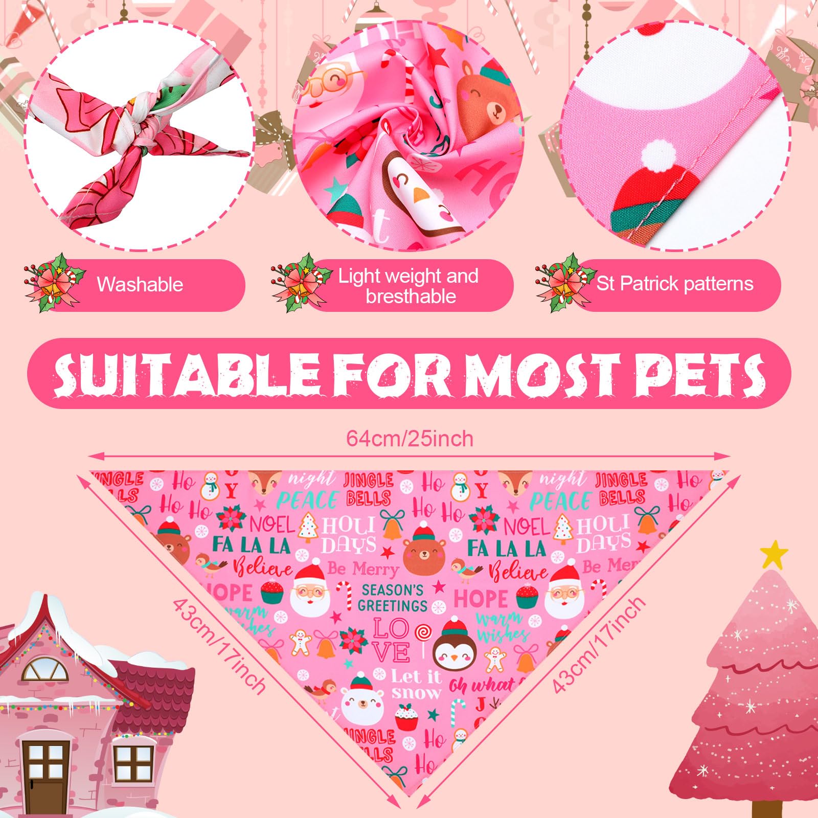 Bandana rose Saint-Valentin Newwiee pour chien grand, variété de motifs.