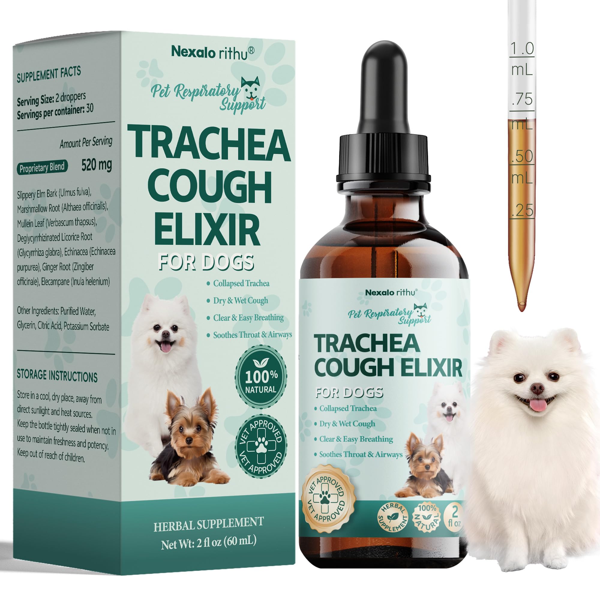 Nexalo Rituh: flacon-liquide trachée chien pour respiration plus fluide