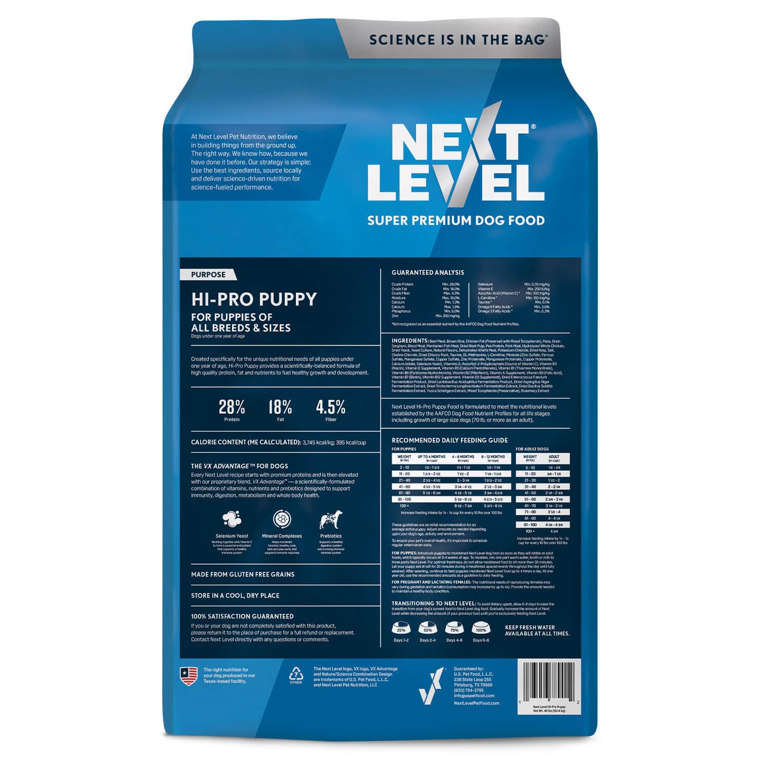 Next Level HI-PRO Puppy : croquettes brunes et croquantes pour chiens actifs.