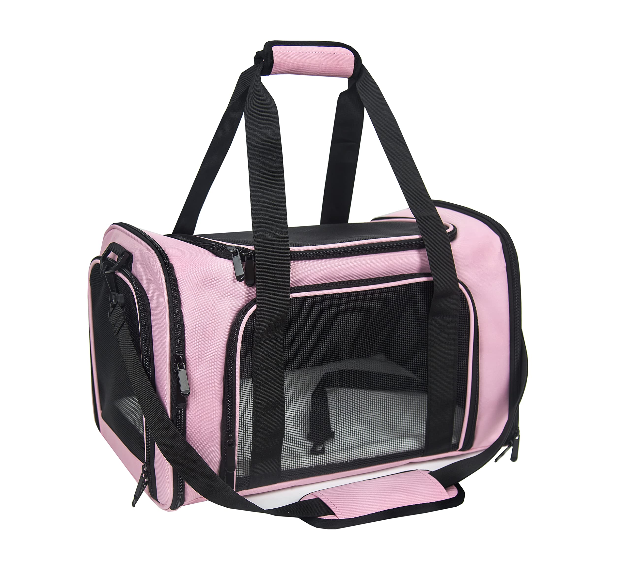 NextFri porteur doux rose avec ouverture supérieure pratique pour les animaux en voyage.