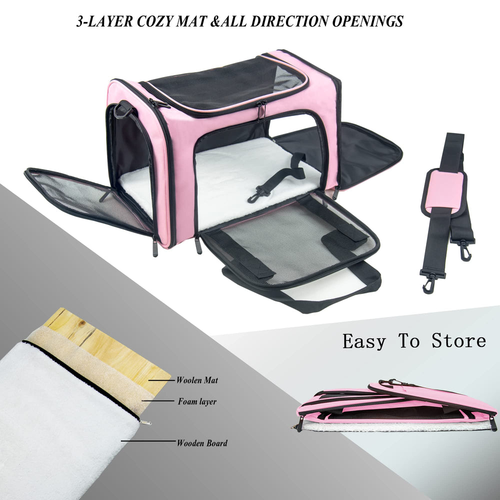 NextFri transport souple pour chien moyen en rose, espace suffisant pour trajets quotidiens.