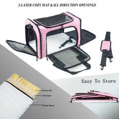 NextFri transport souple pour chien moyen en rose, espace suffisant pour trajets quotidiens.