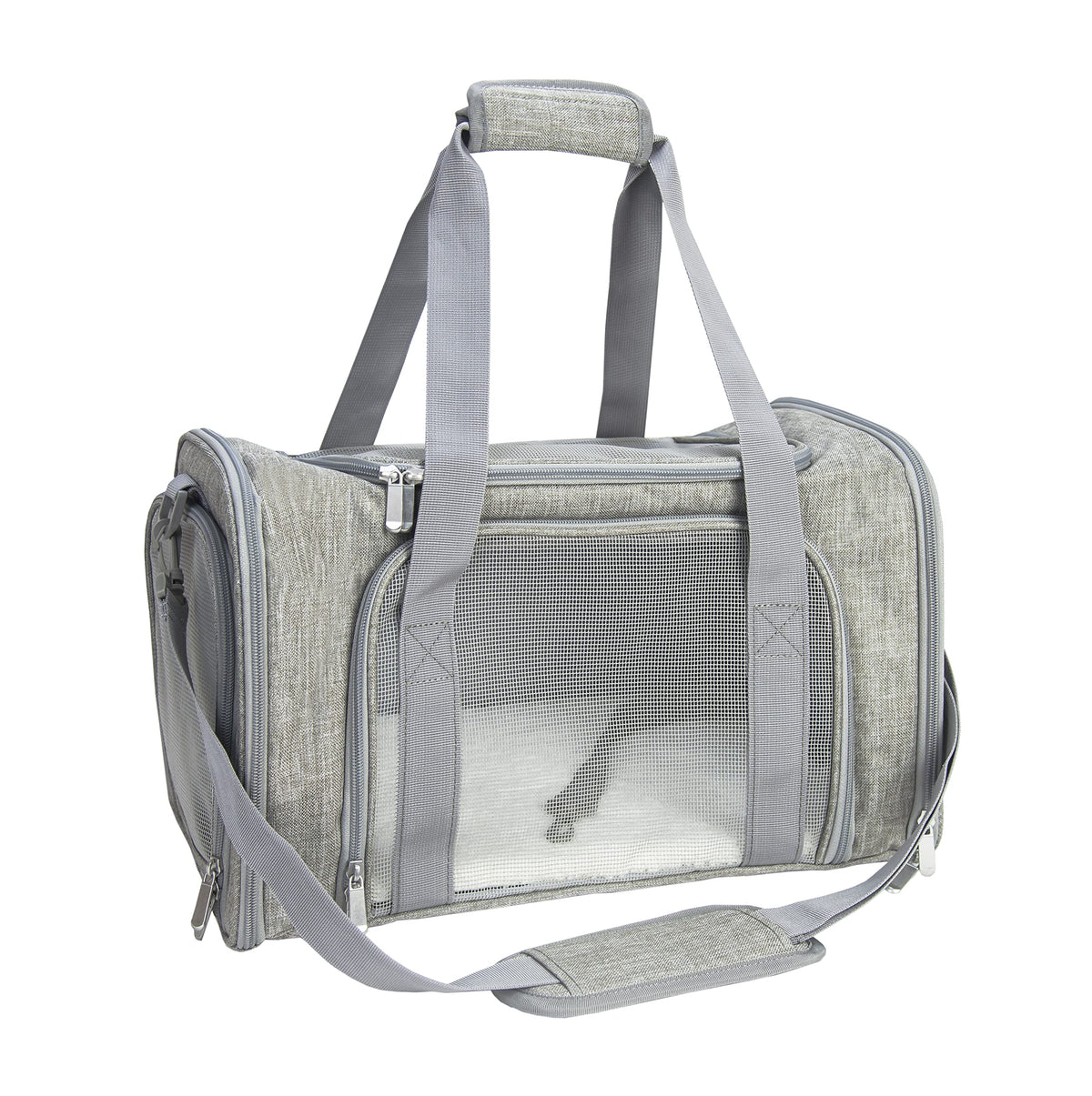 NextFri transport souple gris, porte-chat pour déplacements confortables.