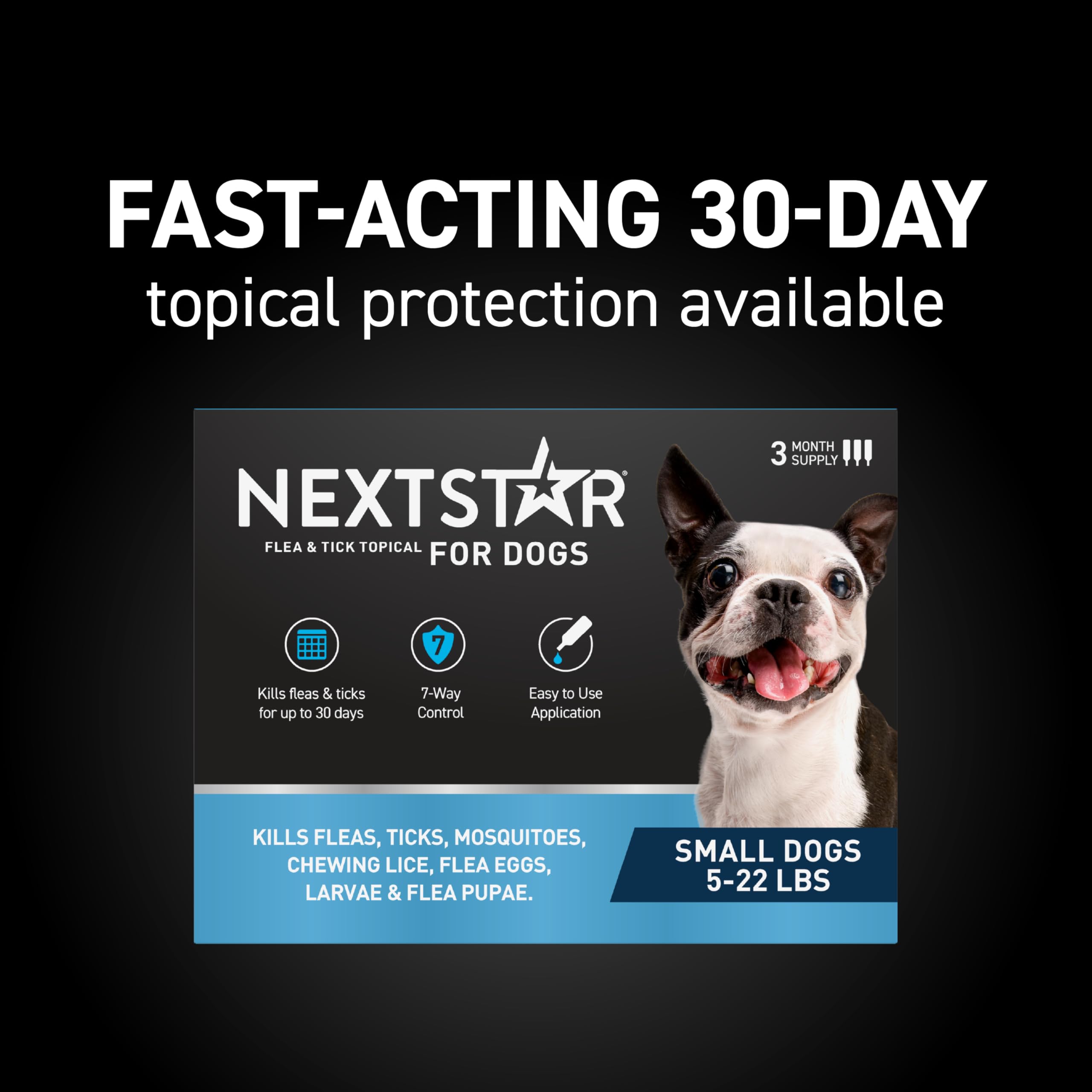 NEXTSTAR protection sept voies contre puces et tiques pour chien.