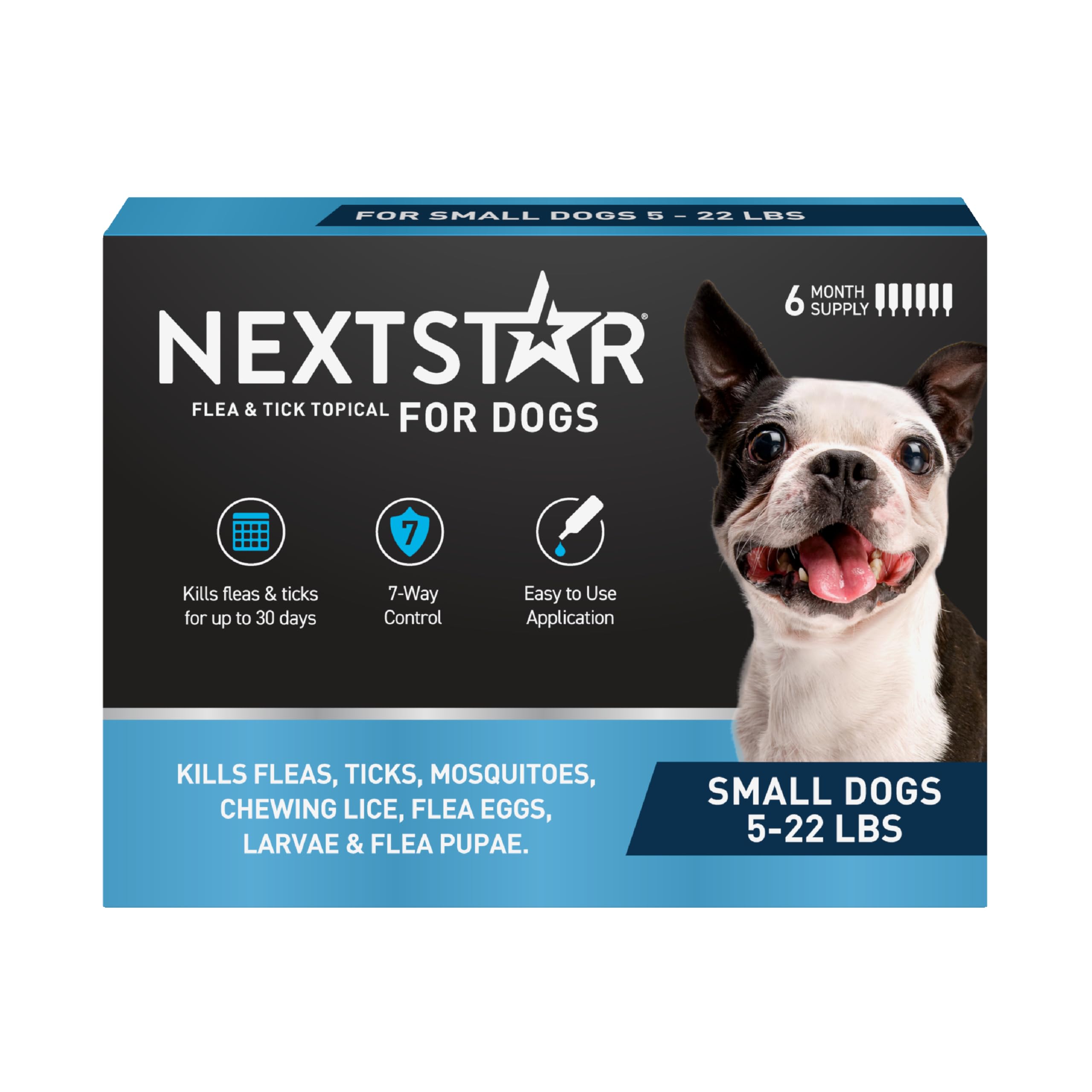NEXTSTAR gouttes topiques rapides pour chien, protection contre puces et tiques.