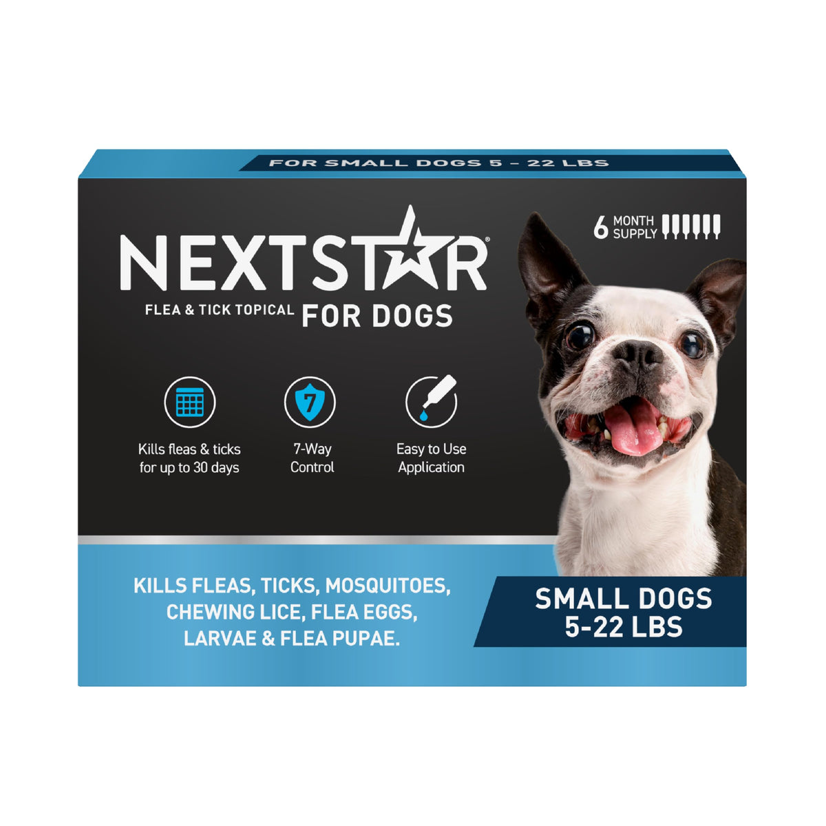 NEXTSTAR gouttes topiques rapides pour chien, protection contre puces et tiques.