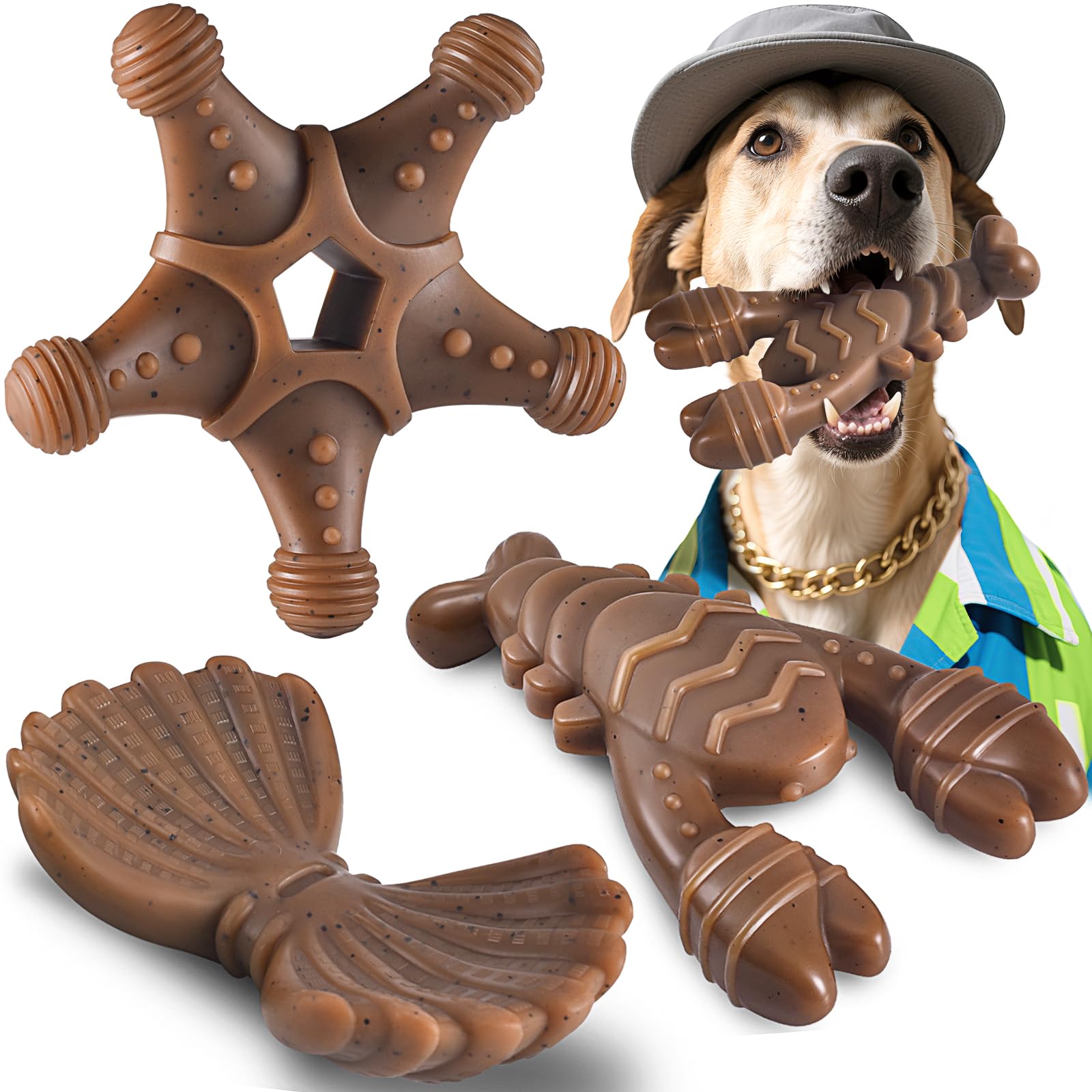 NEZIN, jouet indestructible etoile-de-mer, mordillage durable et stimulation mentale pour chien.