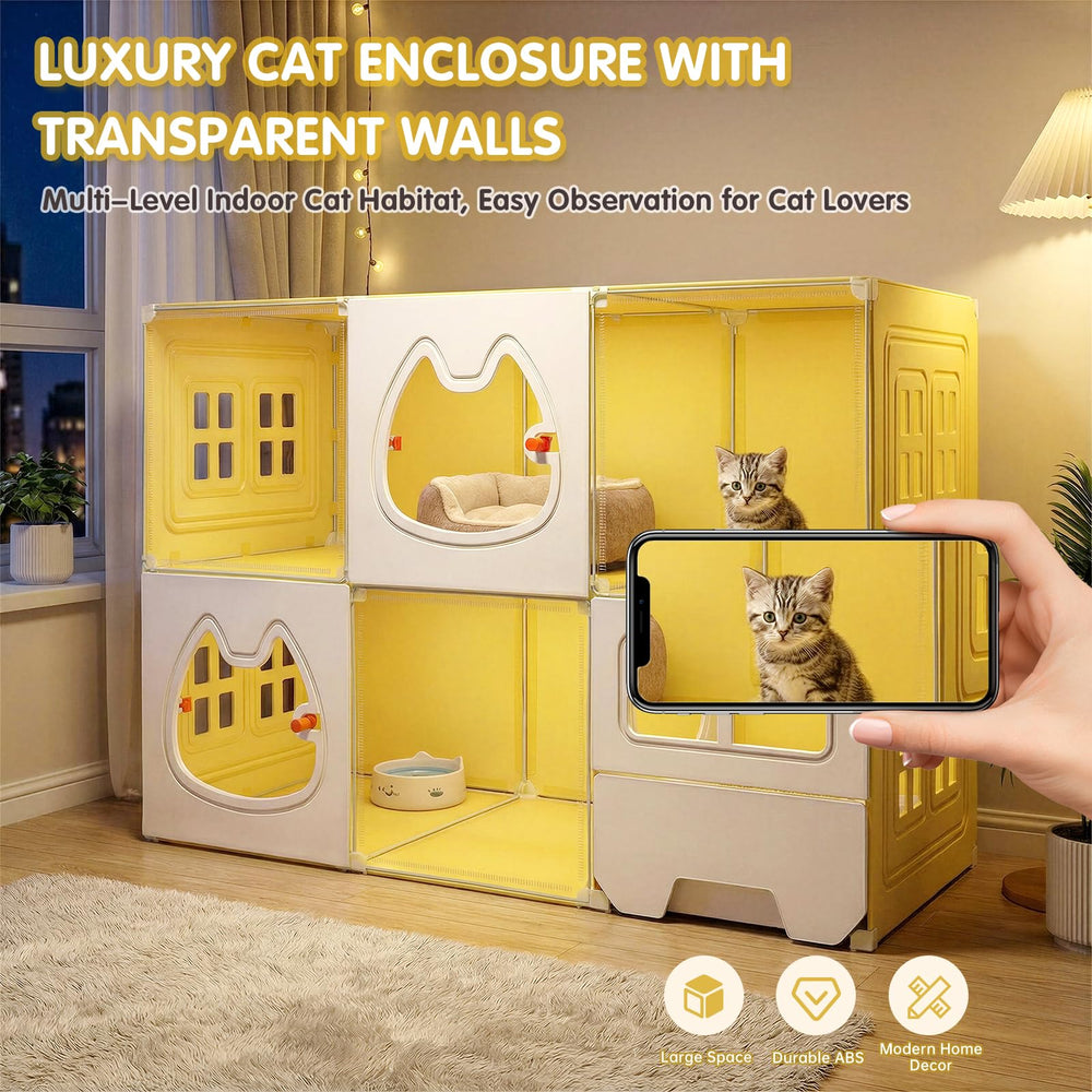 Nfnoyp cage chat ouvertes modulables : design adaptable sans portes.