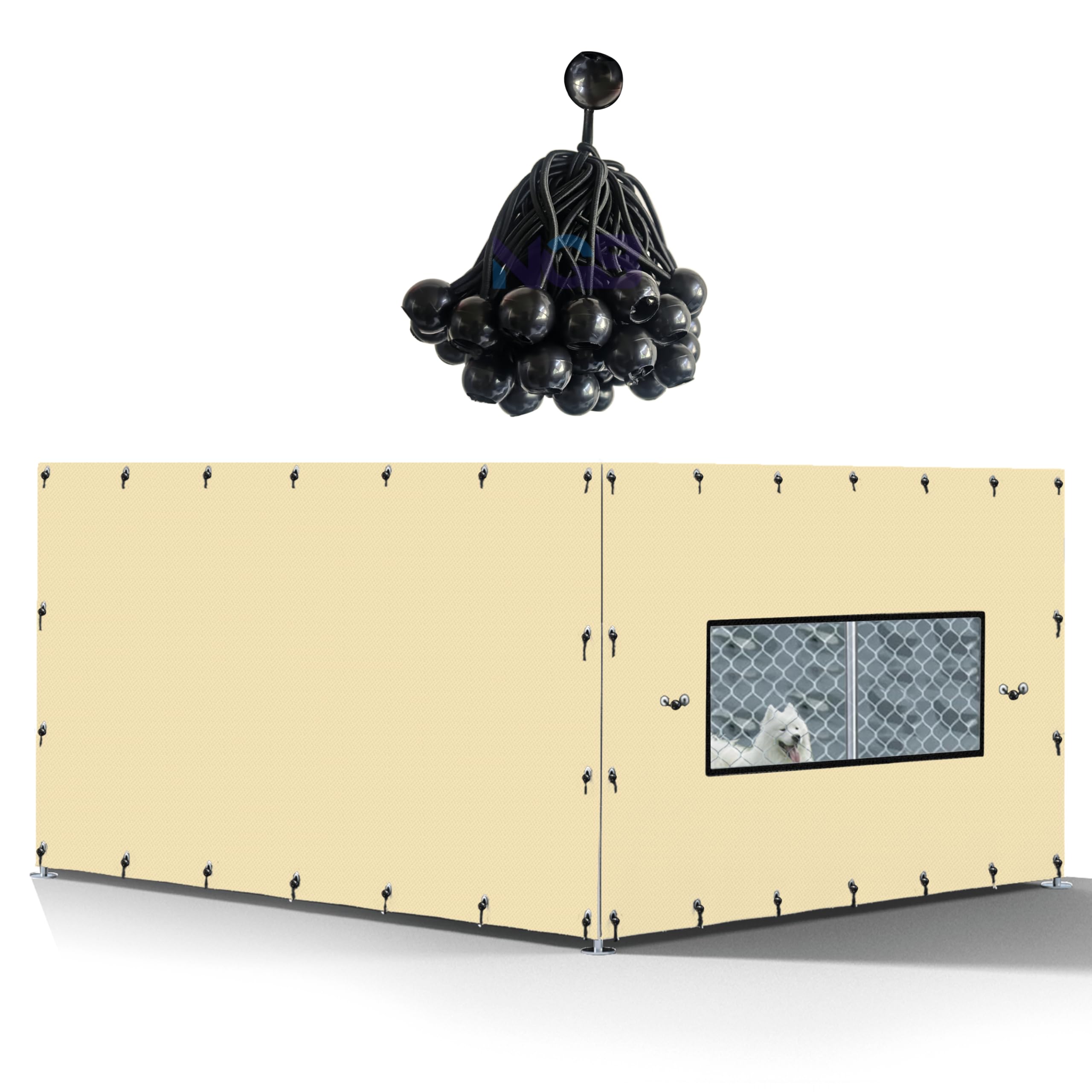 Housse NGB pour chenil extérieur 10x10, protection imperméable et résistance au vent.