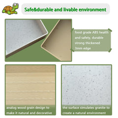 NGORAY plat tortue motif bois, intégration naturelle dans le terrarium.