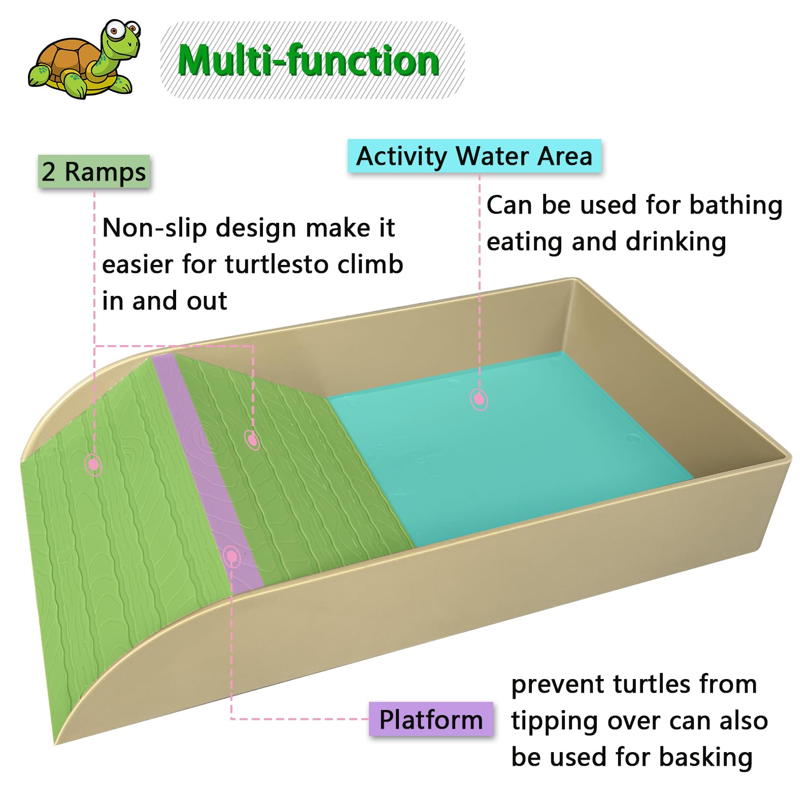 NGORAY plat tortue motif granit, aspect réaliste dans l’habitat.
