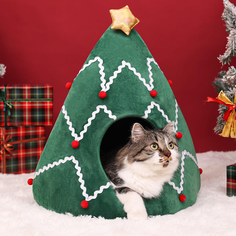 Lit chat NIBESSER arbre de Noël, espace douillet et sécurisé.