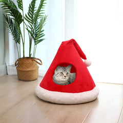NIBESSER lit-chat-chapeau-noel-teepee-rouge, cocon chaleureux pour votre chat.