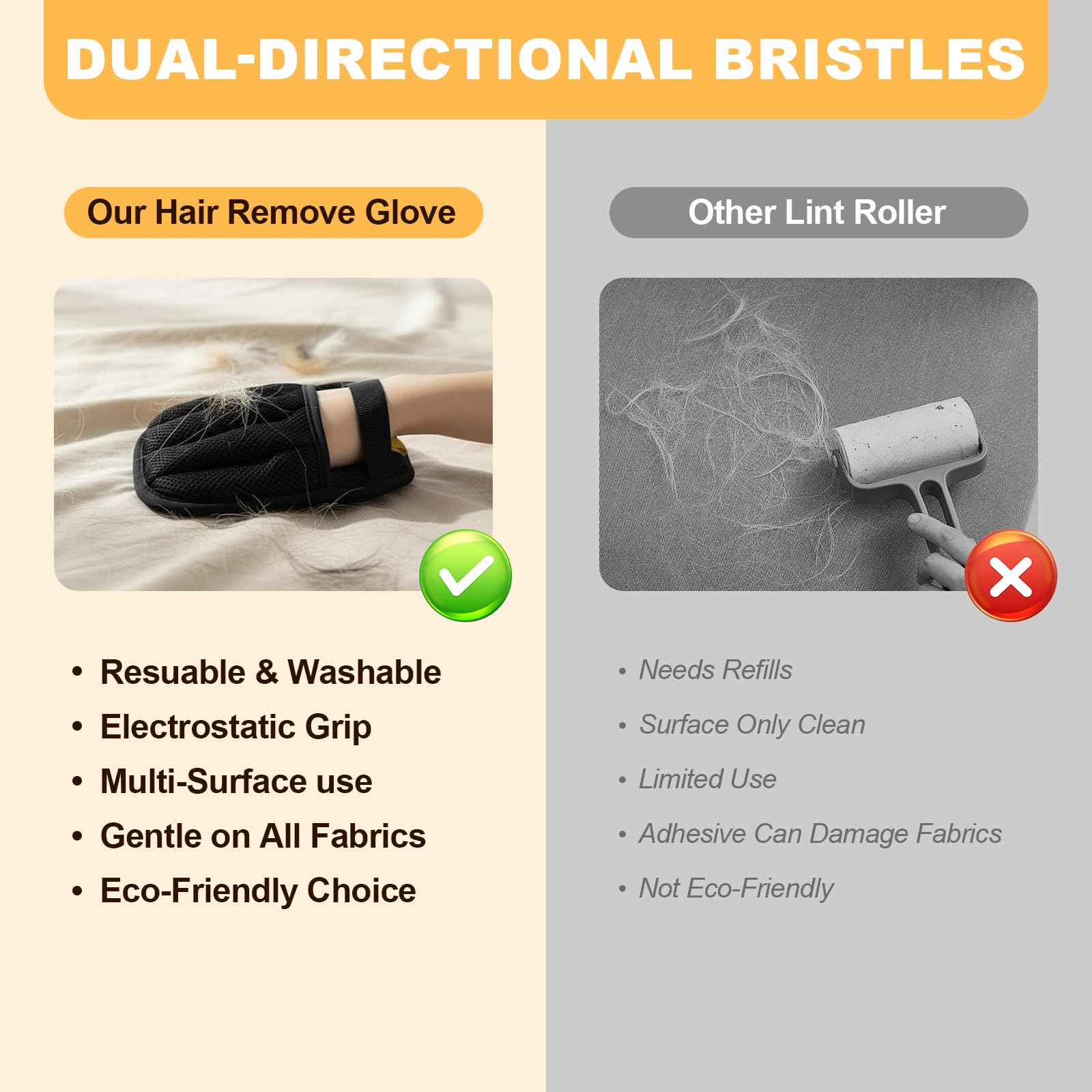 Les gants Nicedongxi délogent les poils des sièges de voiture sans frotter fort.