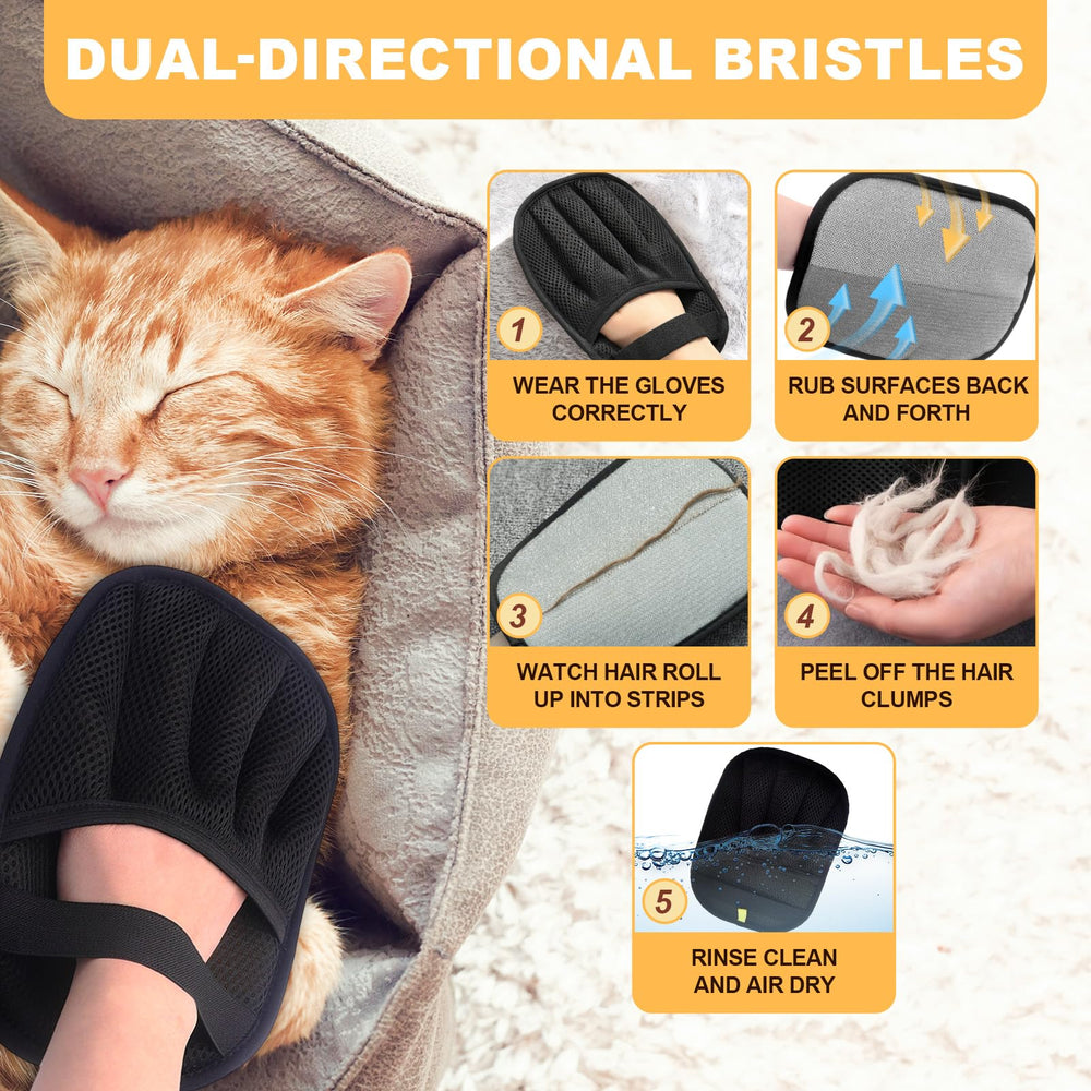 Utilisation multi-surfaces avec les gants Nicedongxi sur canapés, tapis et vêtements.