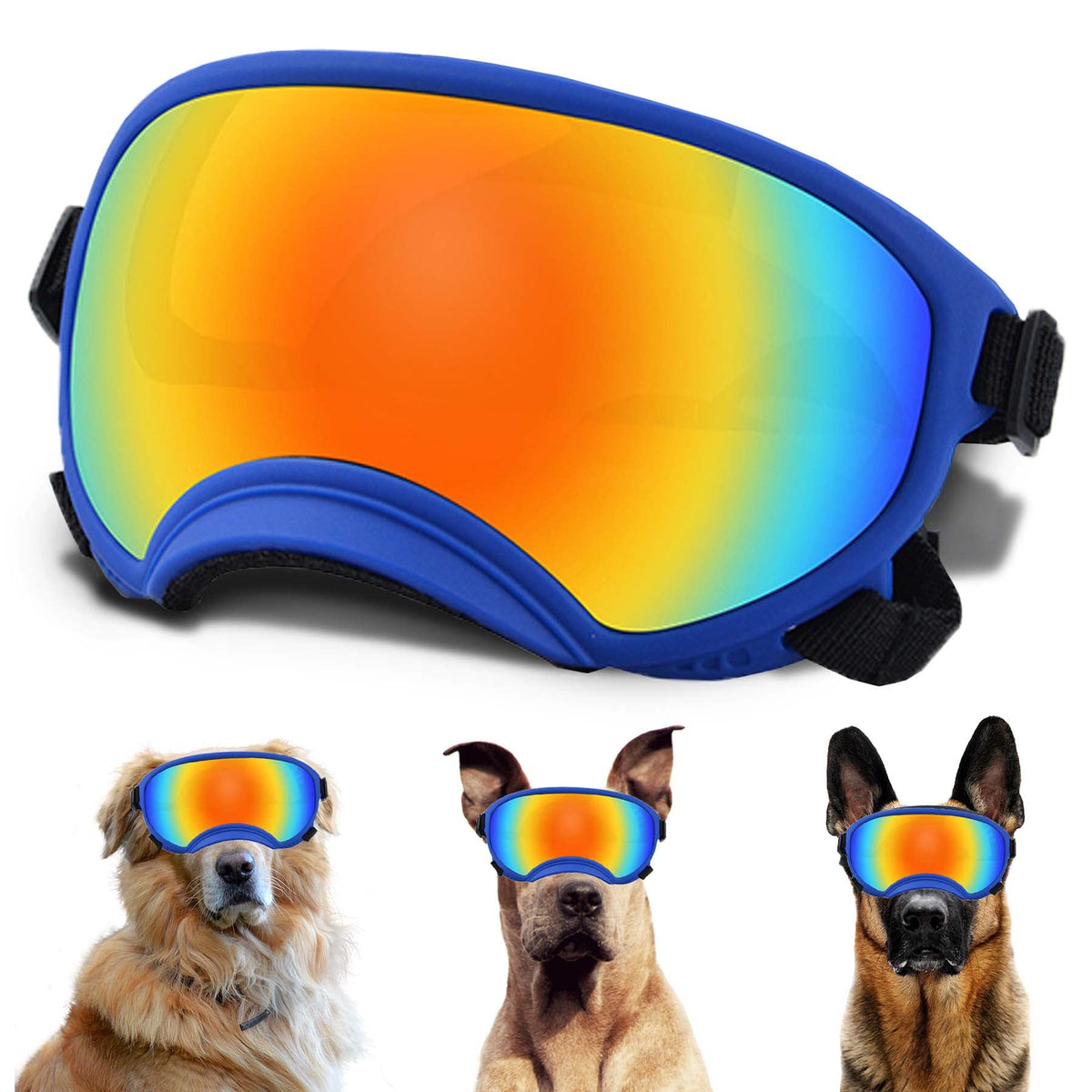 NICERINC PET lunettes-chien-grand-ajustable: ajustement sûr pour des promenades prolongées.
