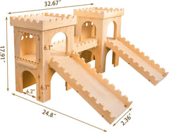 NICERINC PET chateau lapin bois arches et portes courbées, accès facile.