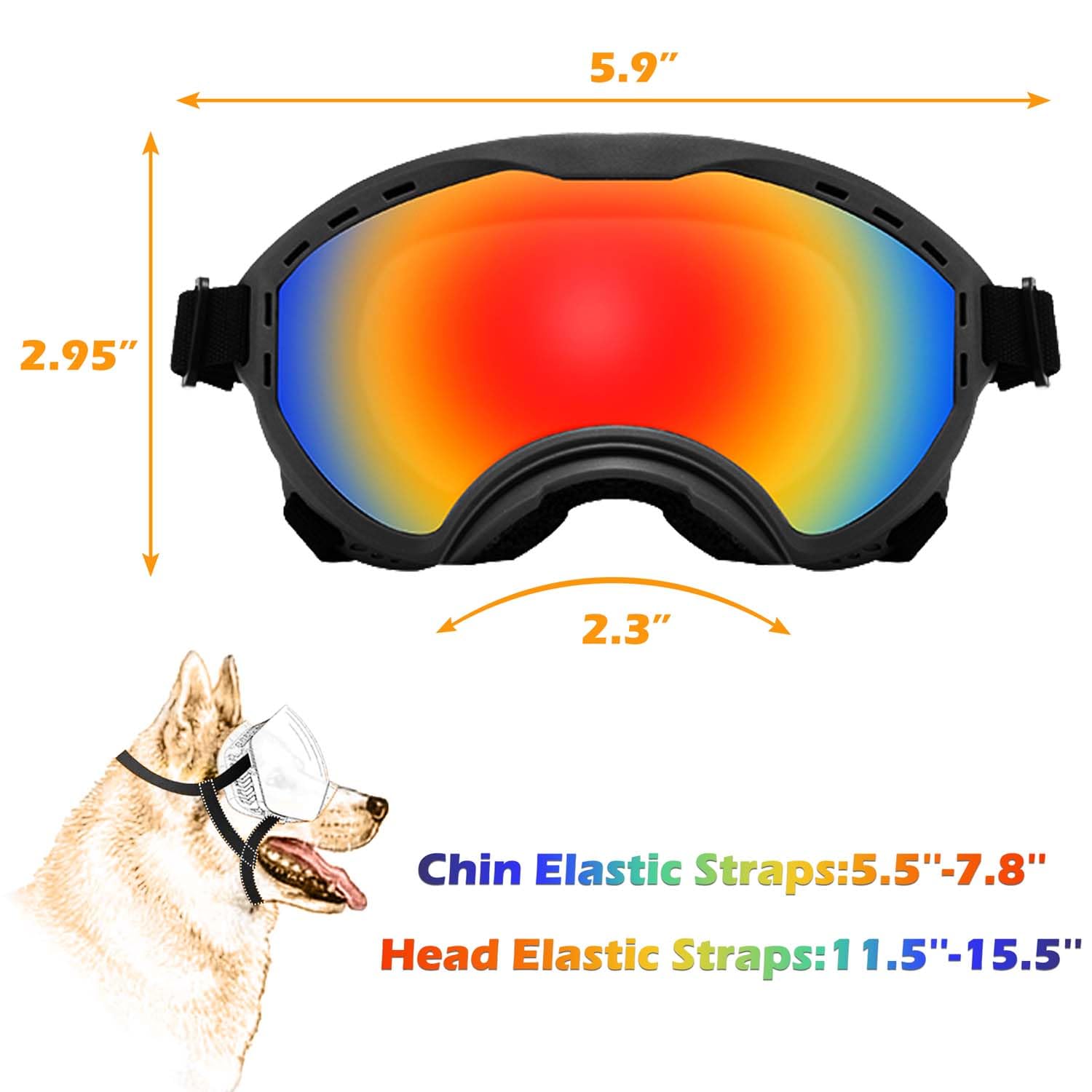 NICERINC PET lunettes-chien sangle-ajustable assure un maintien sûr.