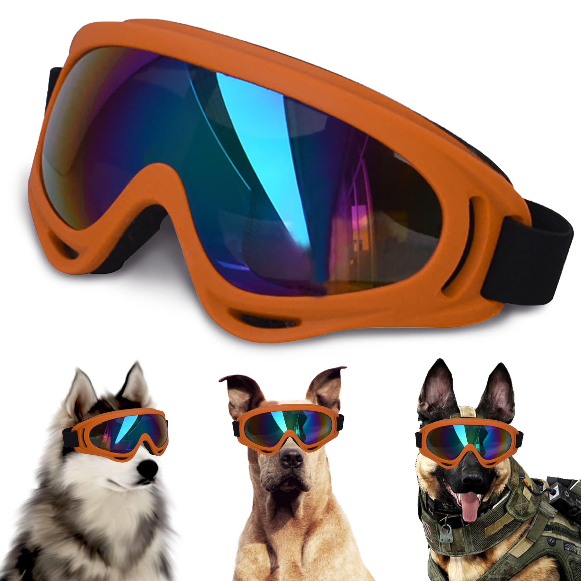 NICERINC PET lunettes-chien-grand cadre ajustable pour protection UV lors des balades.