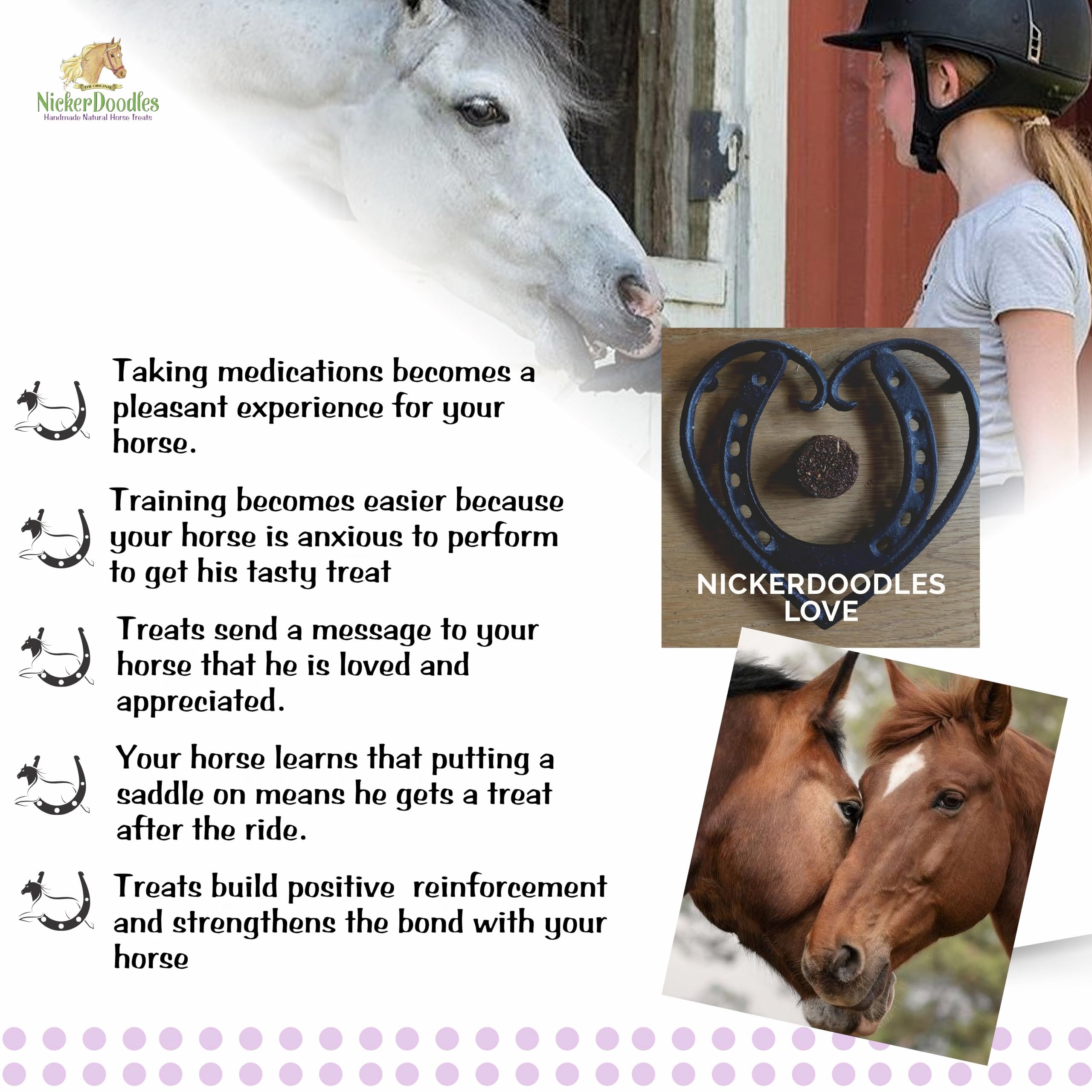 NickerDoodles friandises utiles pour l’entraînement et la concentration du cheval