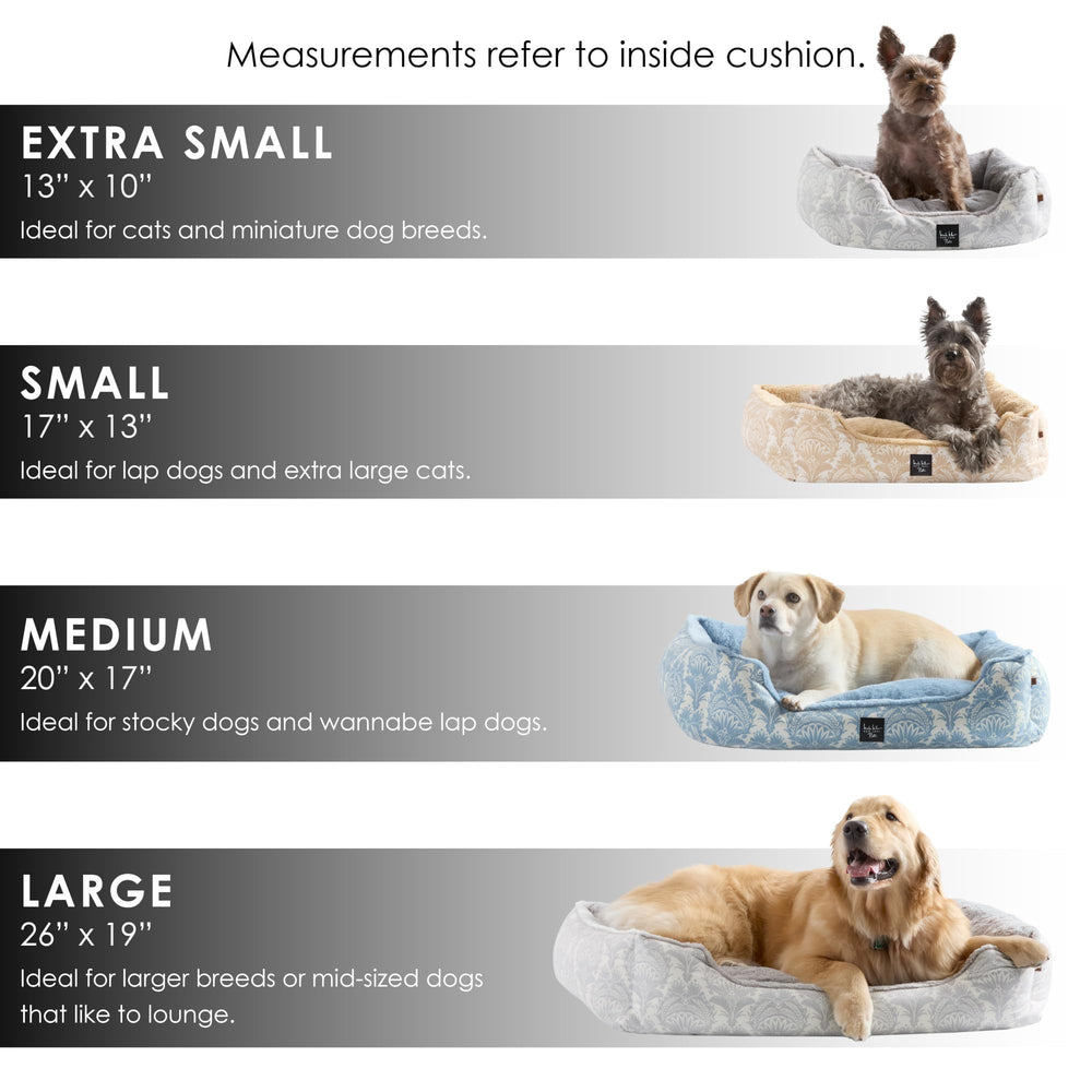 Nicole Miller New York Pet Mod Damask Plushy Bolster Bed couleur taupe elegante neutre