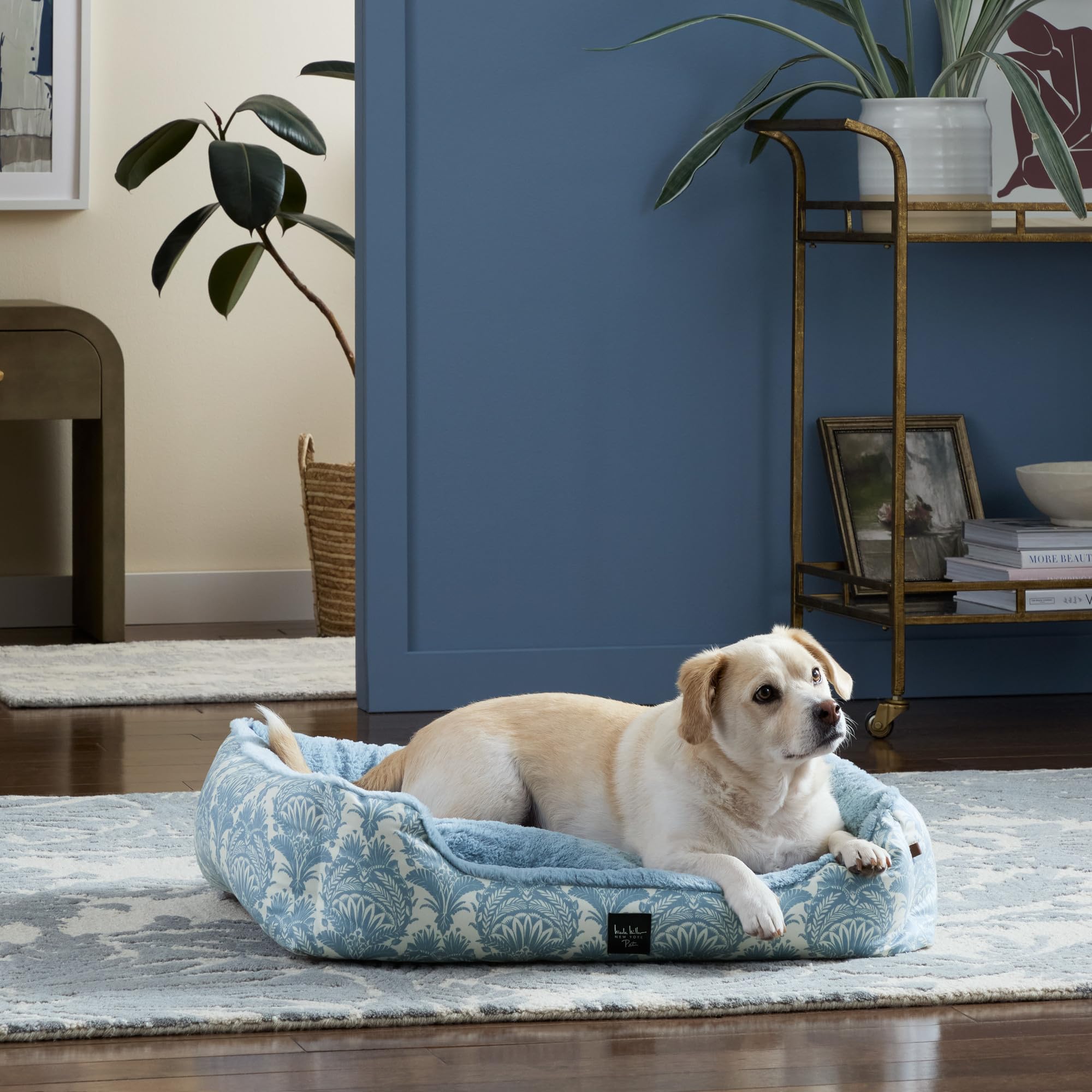 Nicole Miller New York Pet Mod Damask Plushy Bolster Bed couverture amovible lavage pratique