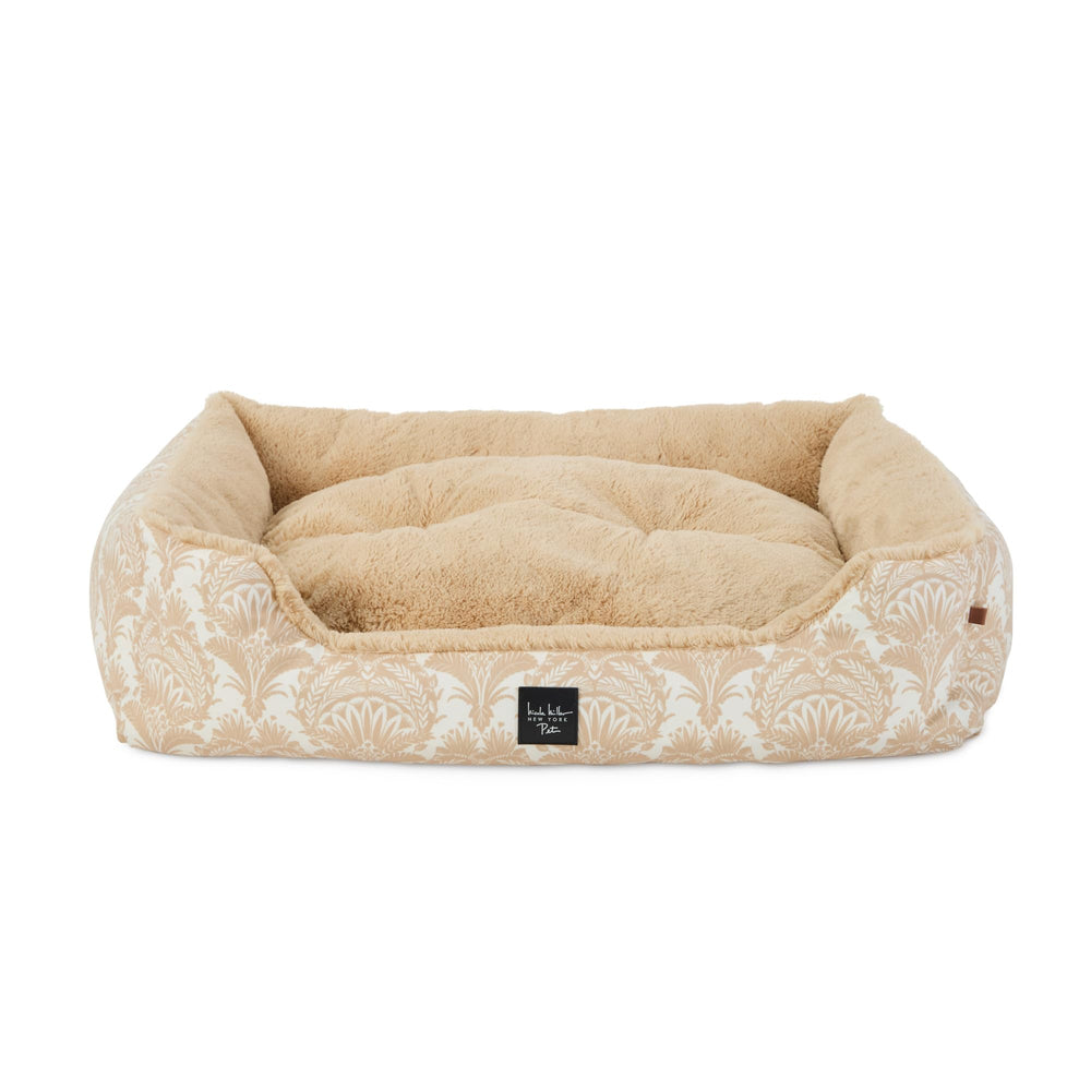 Nicole Miller New York Pet Mod Damask Plushy Bolster Bed vue latérale soutien moelleux