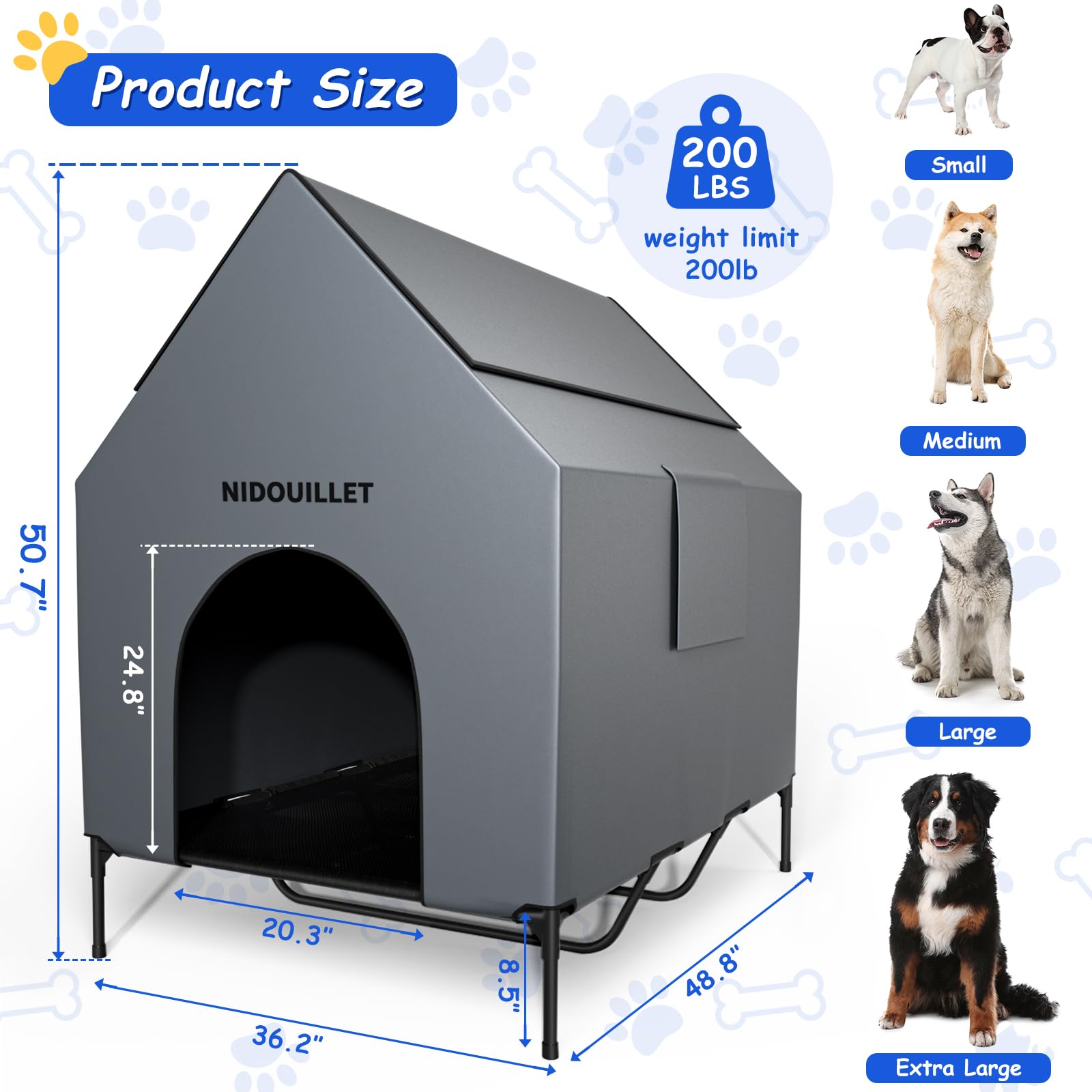 Nidouillet lit-élevé Textilene 8-5pouces, confort et soutien pour chien.