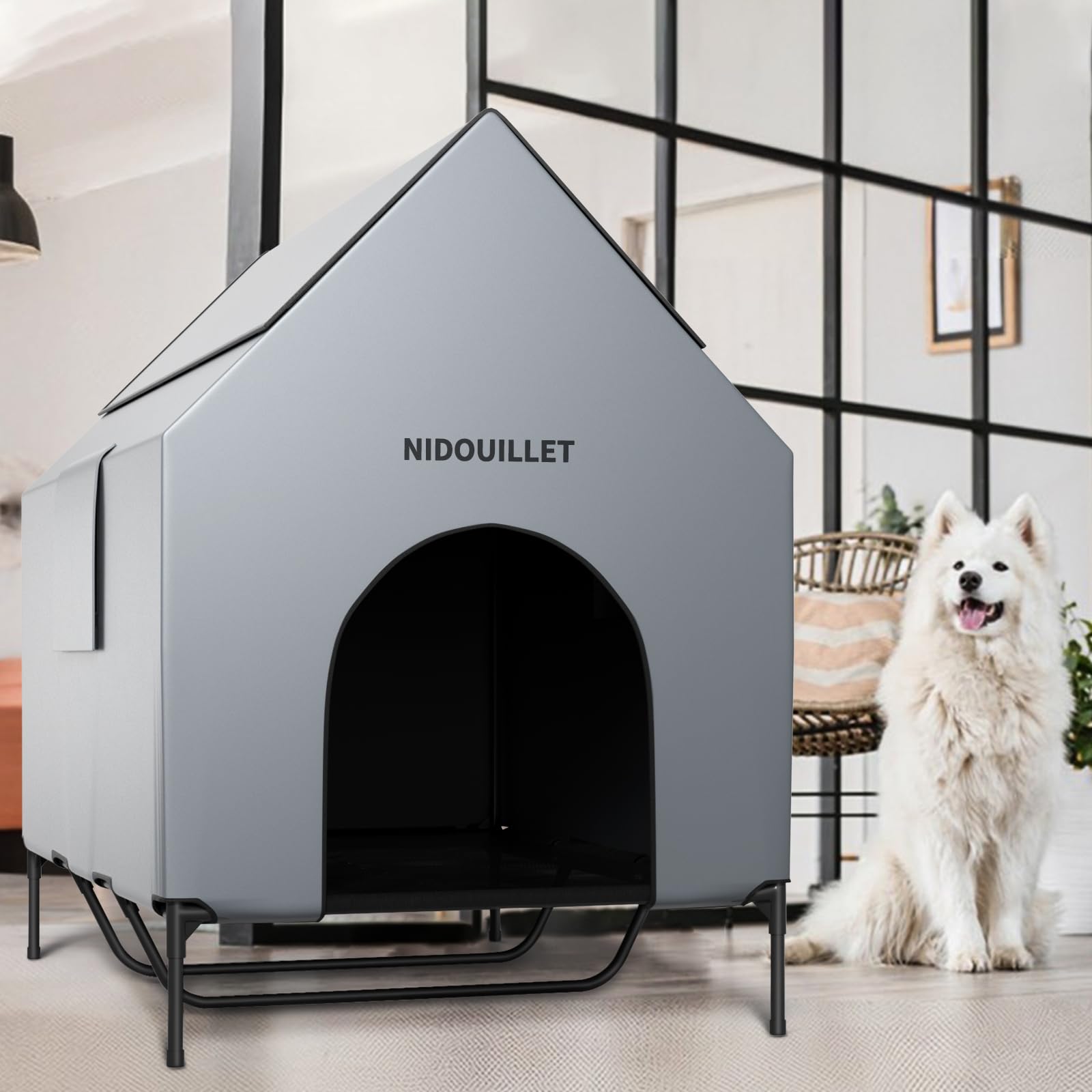 Nidouillet utilisation intérieur et extérieur, maison pour chien polyvalente.