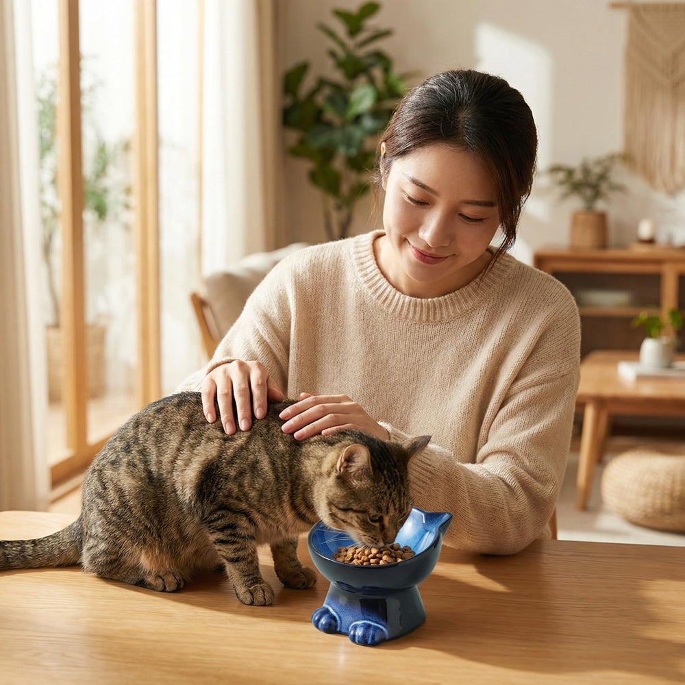 Nihow bol-chat microondes-lavevaisselle, compatible pour le chauffage et le nettoyage.